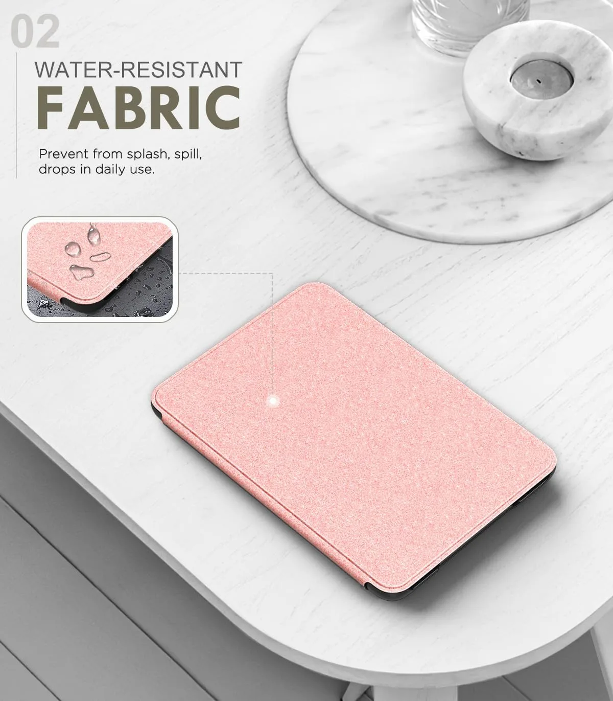 MoKo Case for 6" Amazon Kindle Basic 11th Gen 2024/2022, Glitter Pink