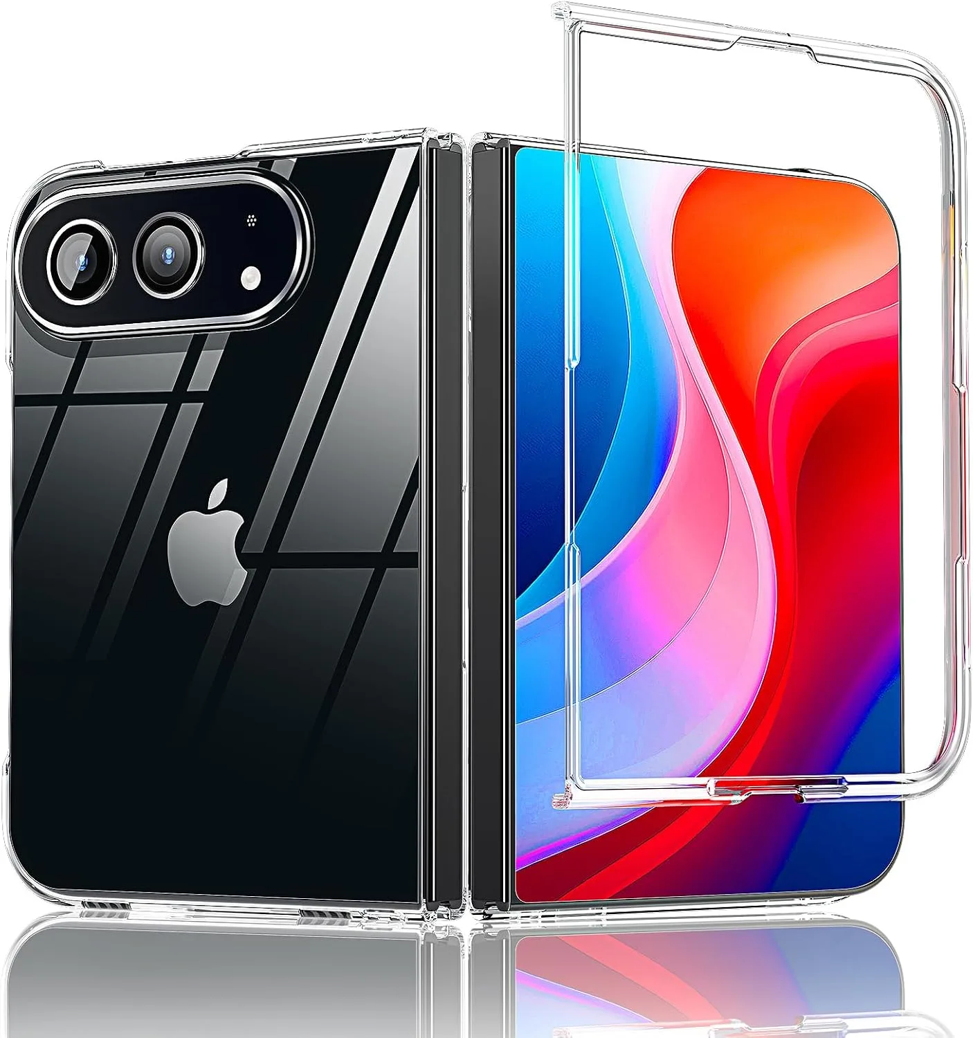 for iPhone Duo Slim Case,Paper-Thin Transparent Finish Skin Back Case [Non Yellowing] Ultra Protective Cover with Camera Protection 7.6 Inch (Clear)