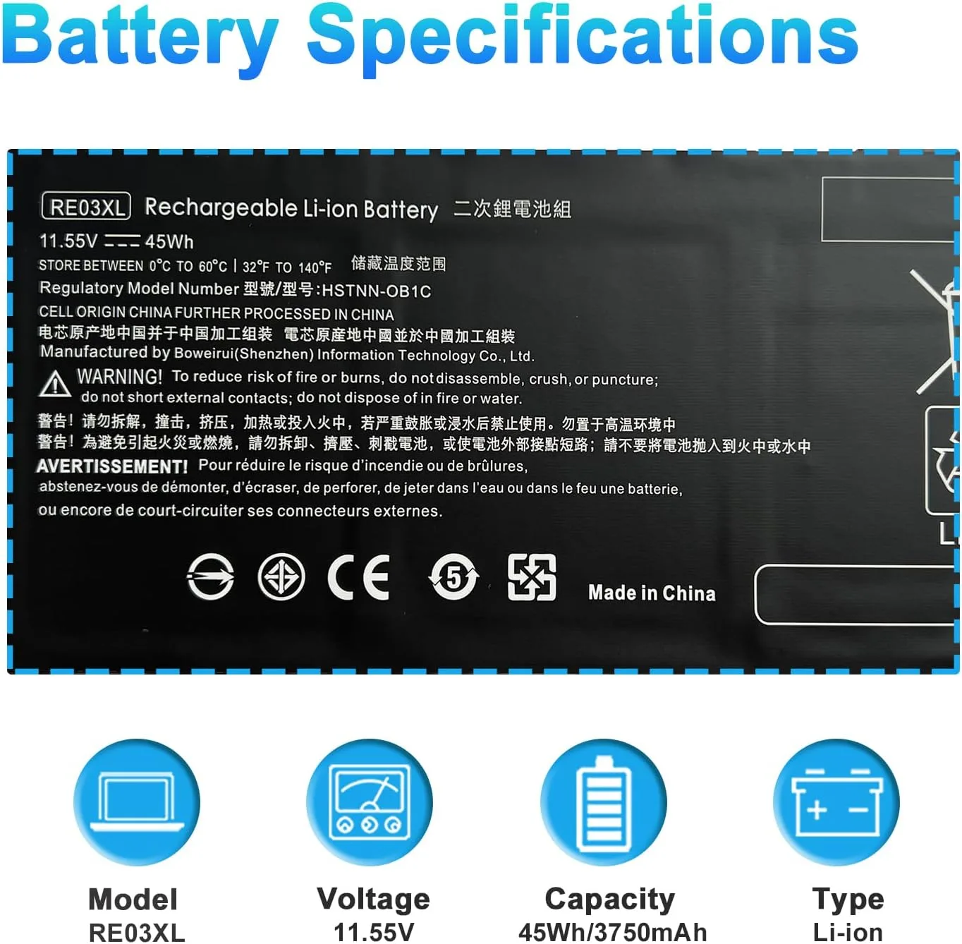 RE03XL L32656-005 Battery for HP ProBook 430 440 445 450 455 G6 G7