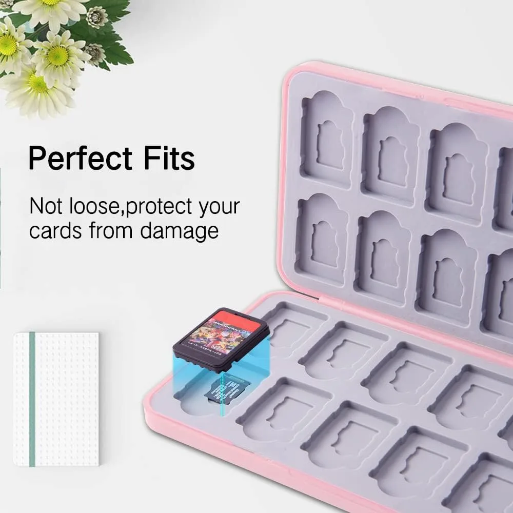 PERFECTSIGHT Switch Game Case Compatible with Nintendo OLED & Lite 24 Game Holder，Cute Switch Game Card Case Cartridge with 24 Slots Storage (Colorful Scale)