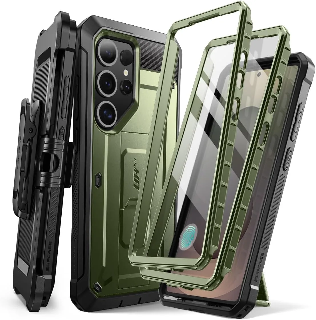 Carcasa Supcase para Samsung Galaxy S25 Ultra con protector de pantalla Verde