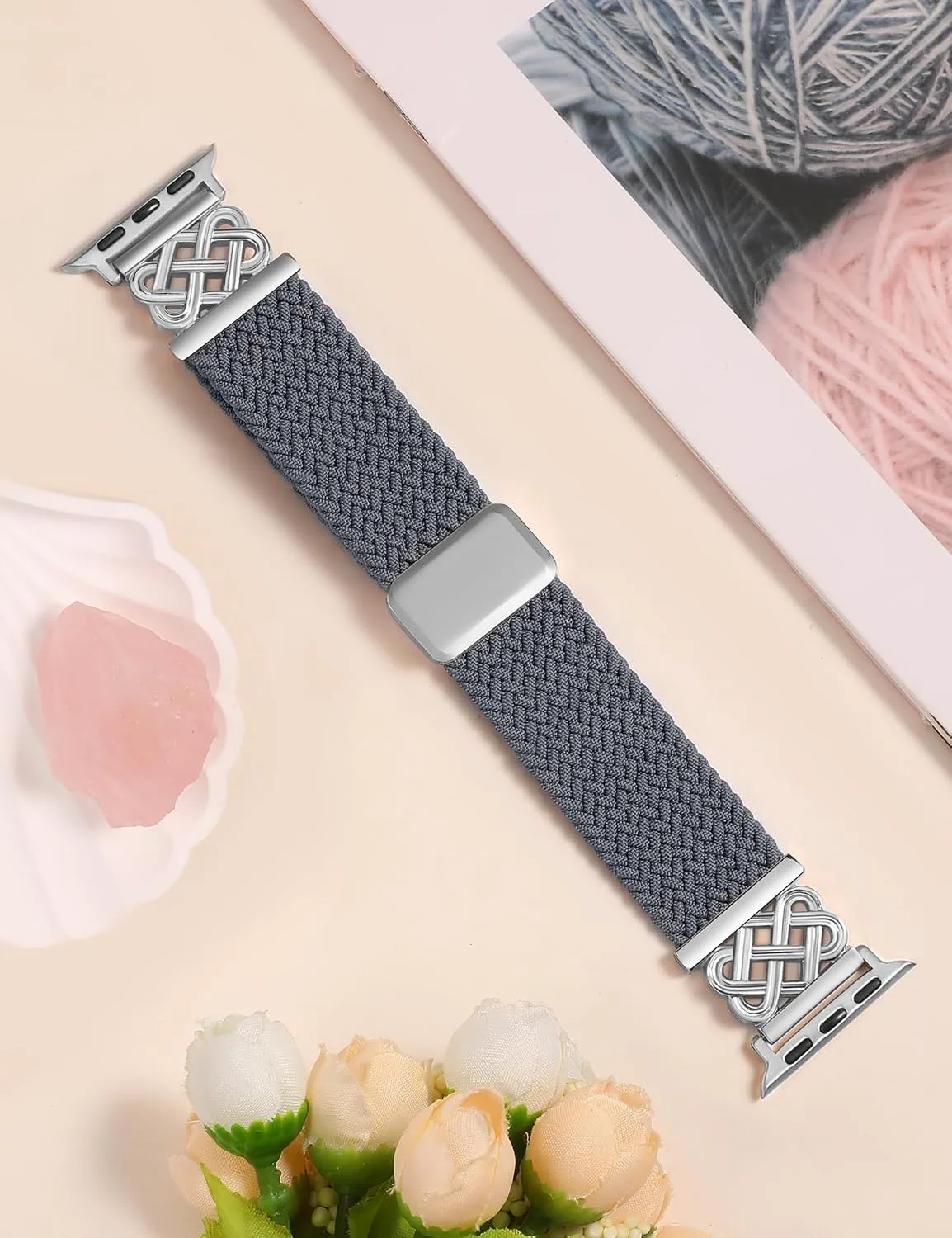 Braided Stretchy Band with Magnetic Clasp for Apple Watch Bands Women Men