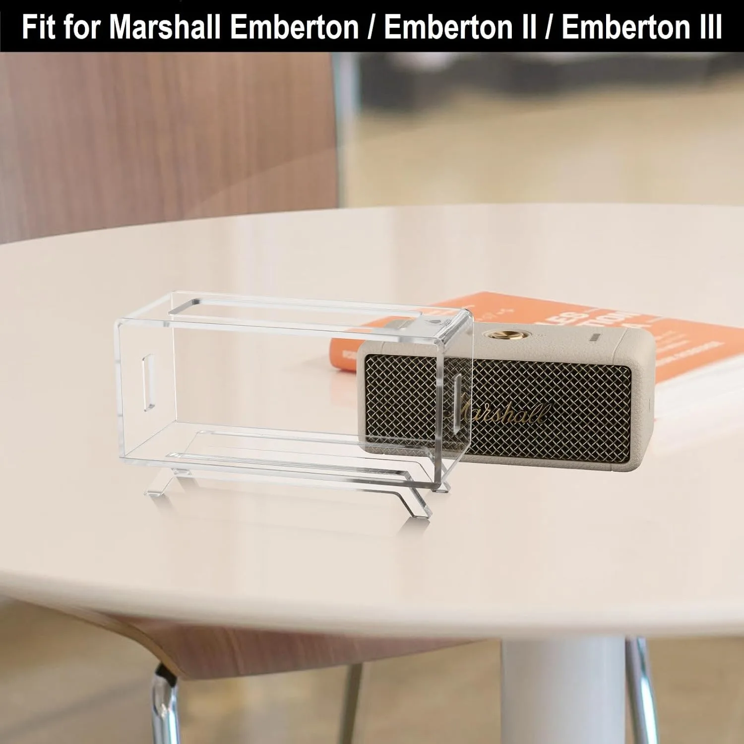 Acrylic Desktop Stand Holder Compatible with Marshall Emberton/Emberton II/Emberton III Portable Speaker, Table Holder Display Shelf Speaker Desktop Stand Shelf (Transparent)