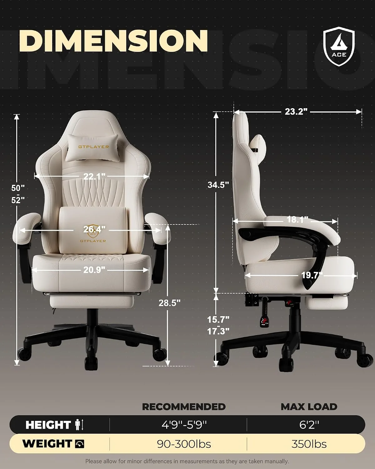 GTPLAYER Gaming Chair, Comfort Computer Office Chair for Adults, Beige New