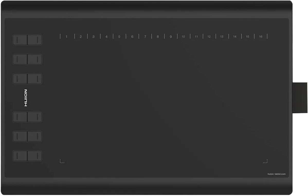 HUION Inspiroy H1060P Graphics Drawing Tablet, 10 x 6.25 in, 12+16 Hot Keys