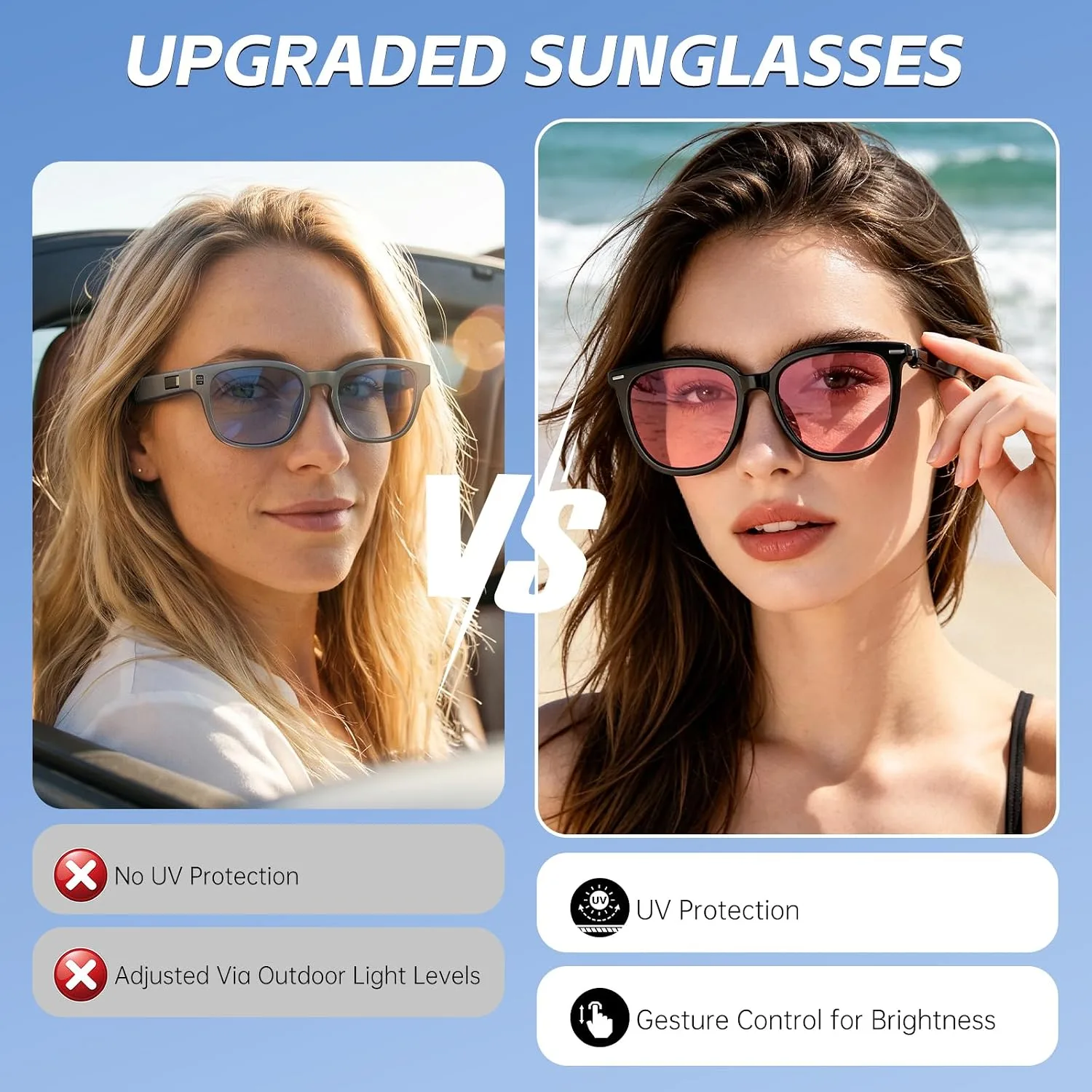 AI Smart Glasses Color Changing Translation Sunglasses Camera-Free Privacy