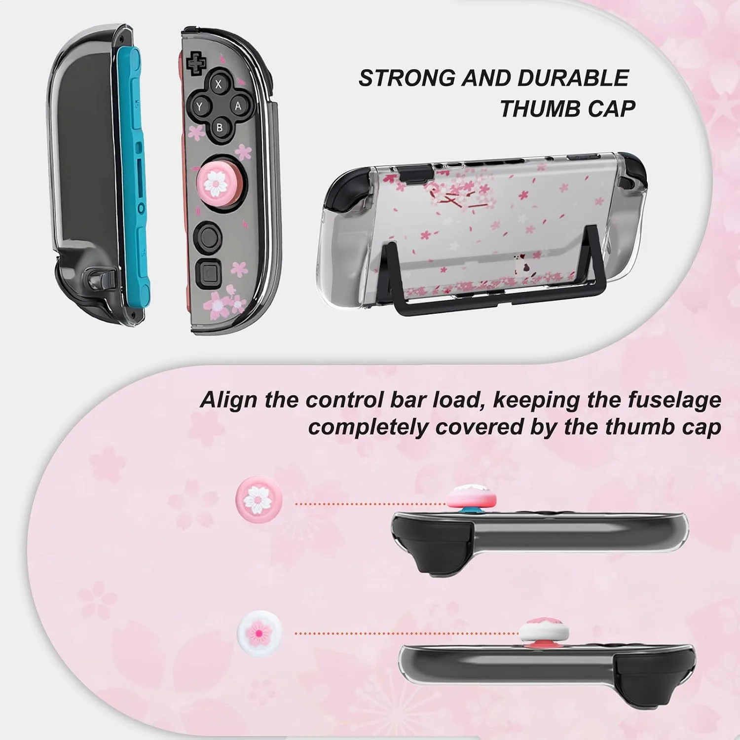 VirgoCCY Pink Carrying Case Set for Switch 2 2025, with Silicone j-con Covers, Thumb Grip Caps, Screen Protector, Sakura Hand Strap and stickers for Girls Women