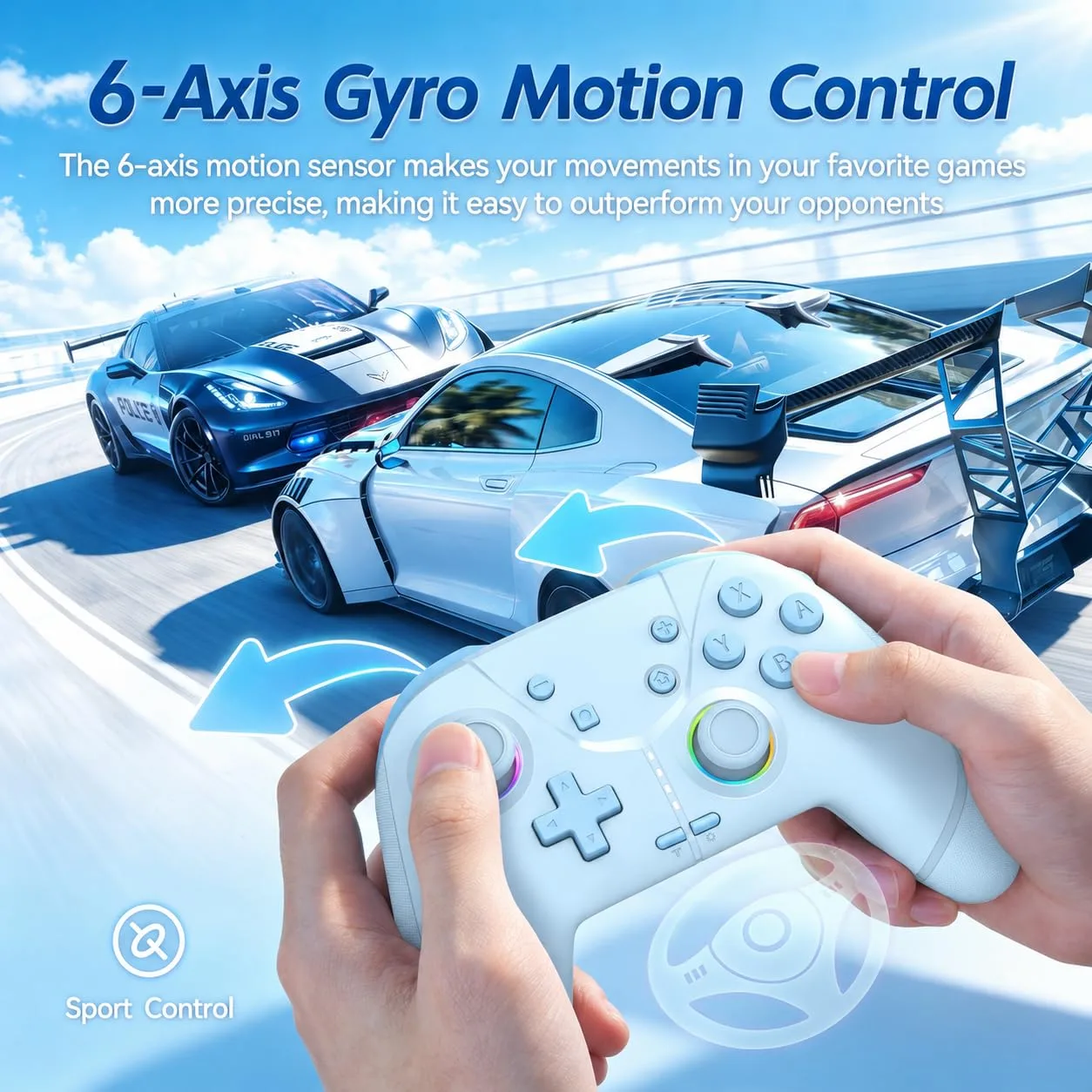 Switch Controller, Wireless Pro Controller for Nintendo Switch 2/Switch/Lite/OLED, Bluetooth controllers Compatible with iPhone/Mac/iPad/iOS/Android/Phone/PC/Steam and TV with Programming/RGB4/Vibration / 3 Turbo Modes/6-Axis/Motion (Blue)