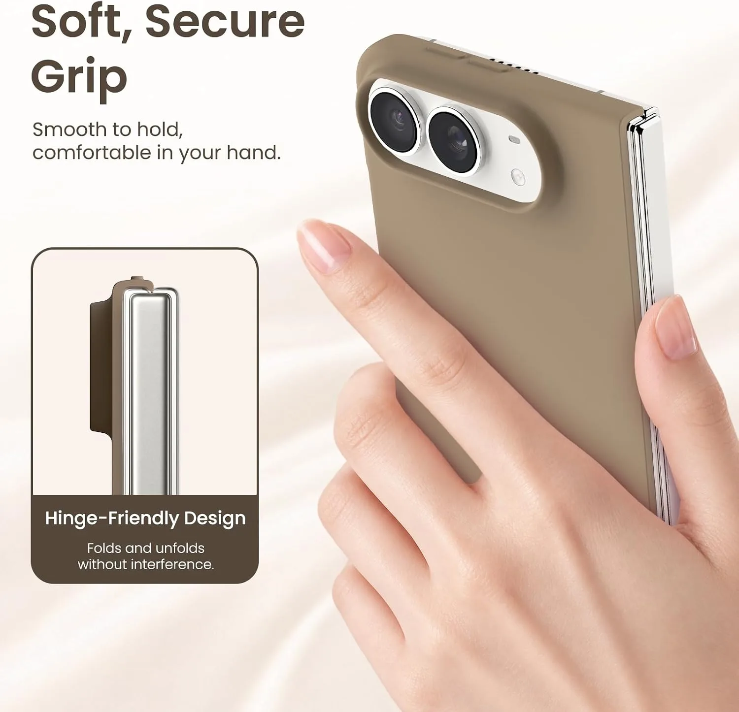 ORNARTO for iPhone Duo Case,Magnetic Slim Liquid Silicone,Brown