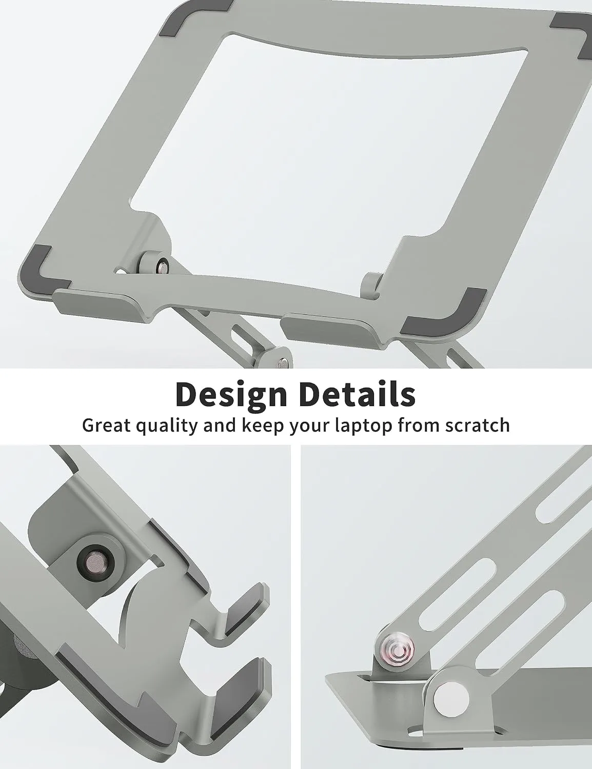SOUNDANCE Laptop Stand, Heavy Metal Riser, 10-15.6", Light Grey