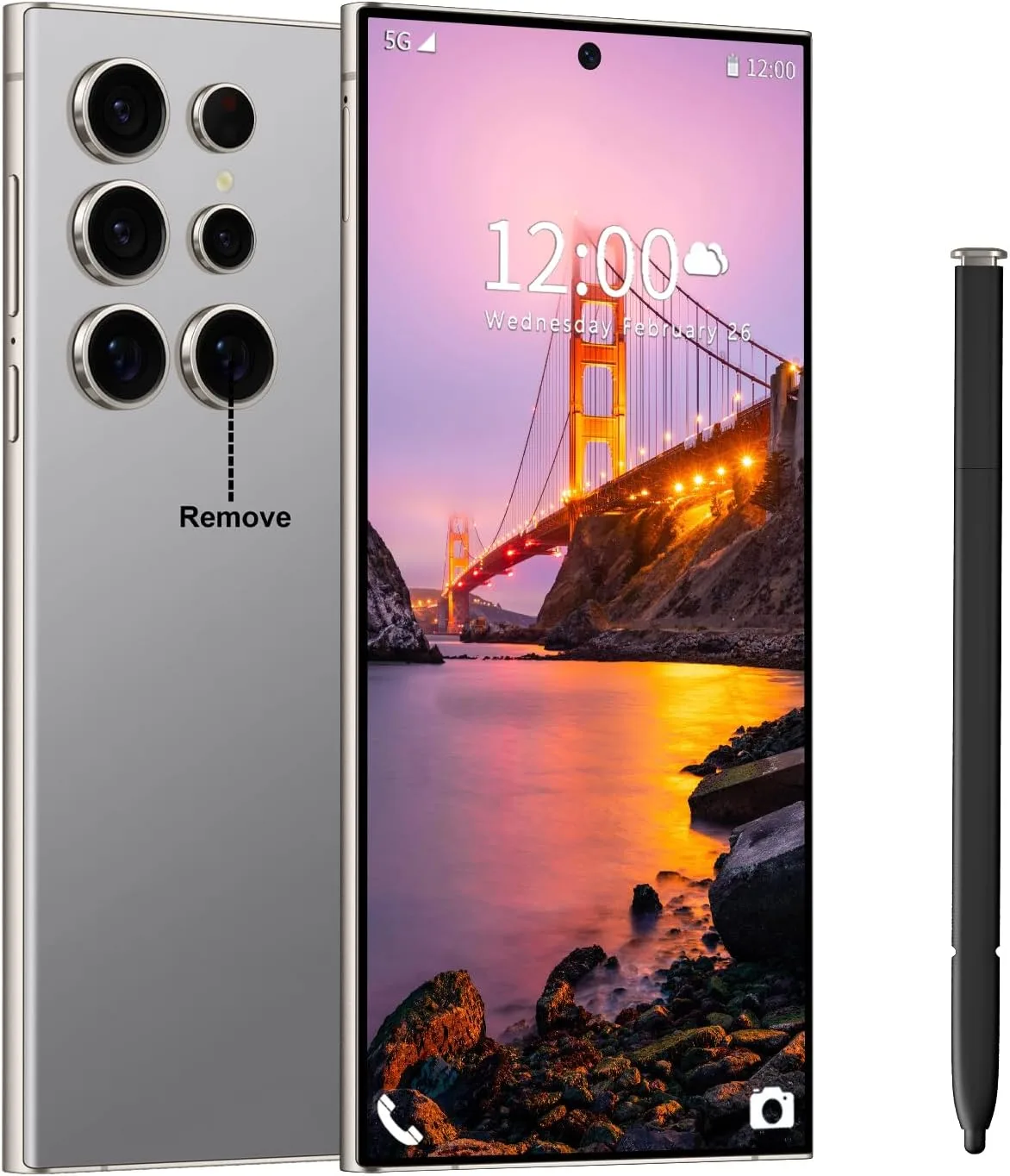 Huness I24 Ultra Unlocked Phone,Built in Pen The Phone,Smartphone Battery 6800mAh 6.8" HD Screen,Android 14 16+512GB with 128GB Memory Card Cell Phone,5G/Face ID/Fingerprint Lock/GPS (Grey, 16+512)