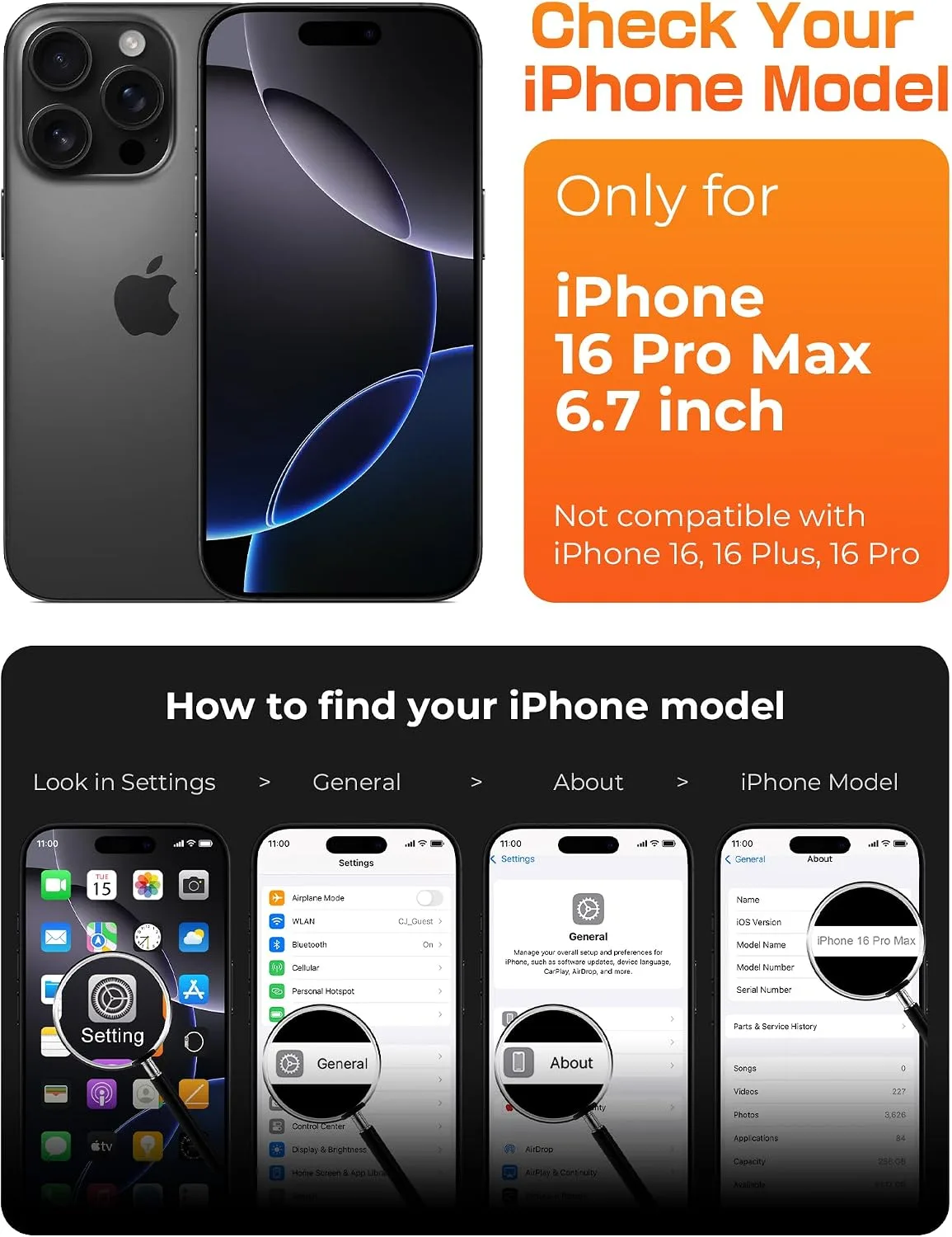 SUPCASE for iPhone 16 Pro Max Case(6.9 inch), Compatible with MagSafe,Black