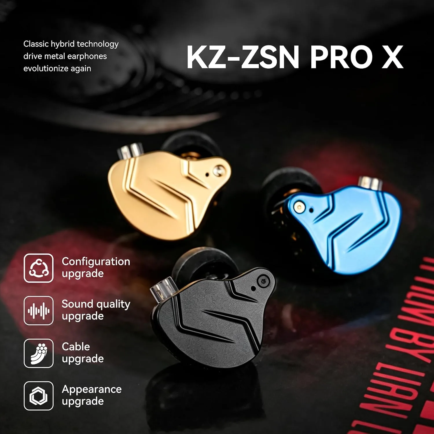 KZ ZSN PRO X Gaming Earbuds, IEM Earphone with 1BA and 1DD Headphones, KZ High Fidelity in Ear Wired Earbuds High Resolution in Ear Monitor Headphone (NO Mic, Blue)