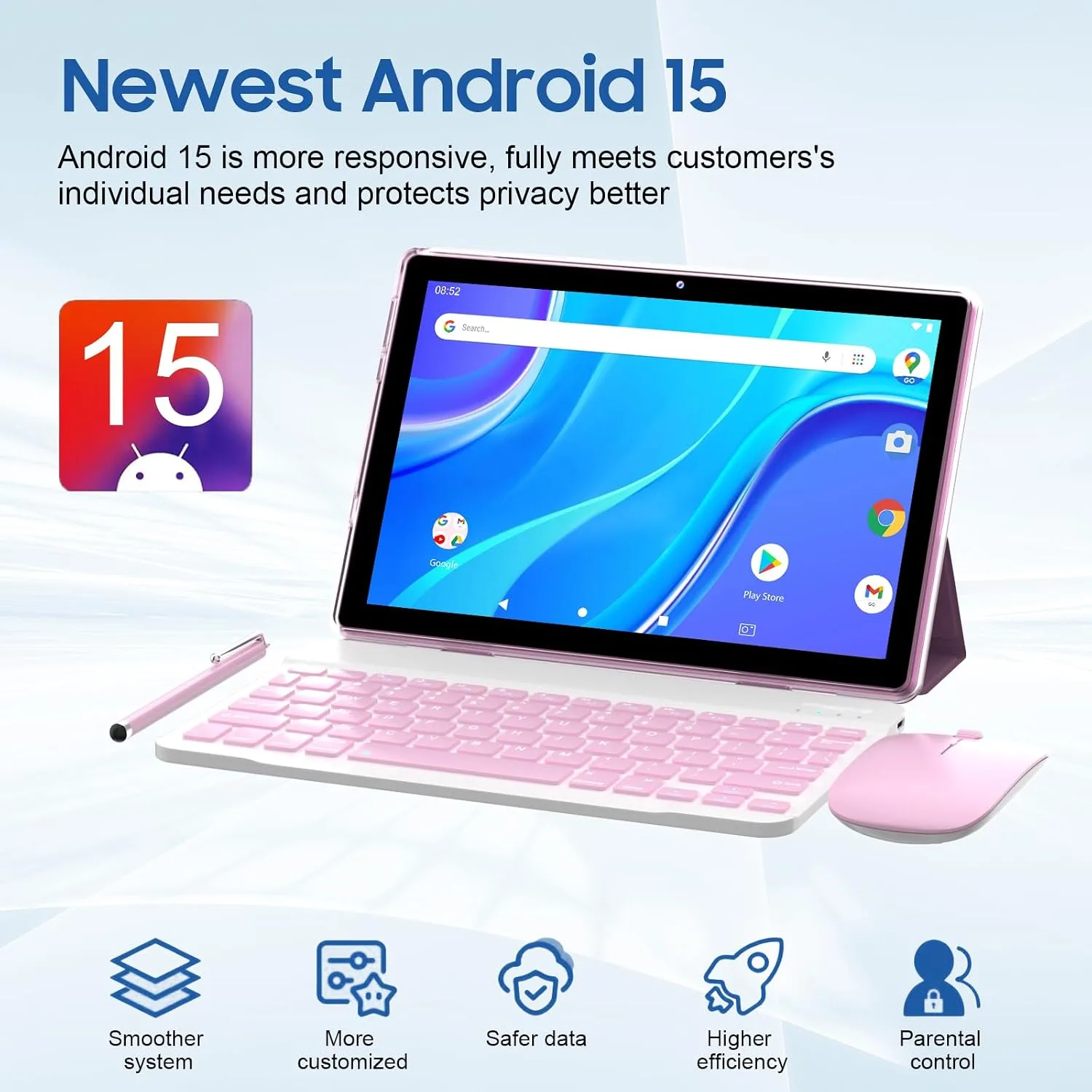 10 Inch Tablet Android Tablets 64GB 12GB RAM 10" Android Tablet Supports 1TB Expansion Dual Camera 6000mAh Long-lasting battery WiFi-6 Tableta 2 IN 1 Tablets with Bluetooth Mouse Case Stylus Keyboard