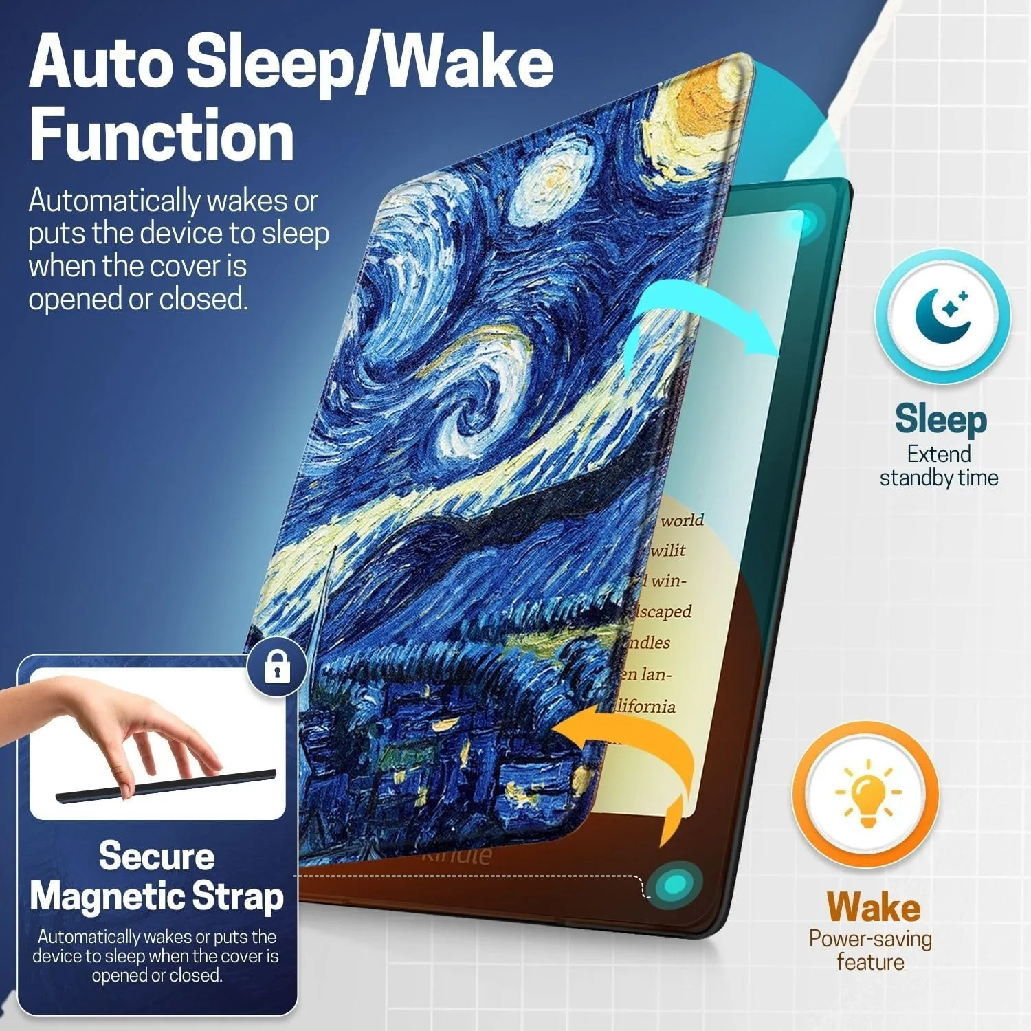 TNP Kindle Paperwhite 12th Gen Case, Colorsoft 7-Inch Cover, Starry Night