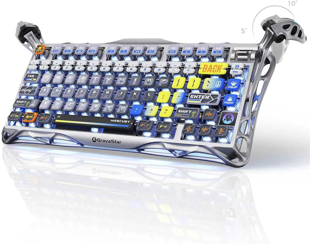 Teclado Gamer Gravastar Mercury K1 Pro 75% Mecánico Inalámbrico Hot-Swap