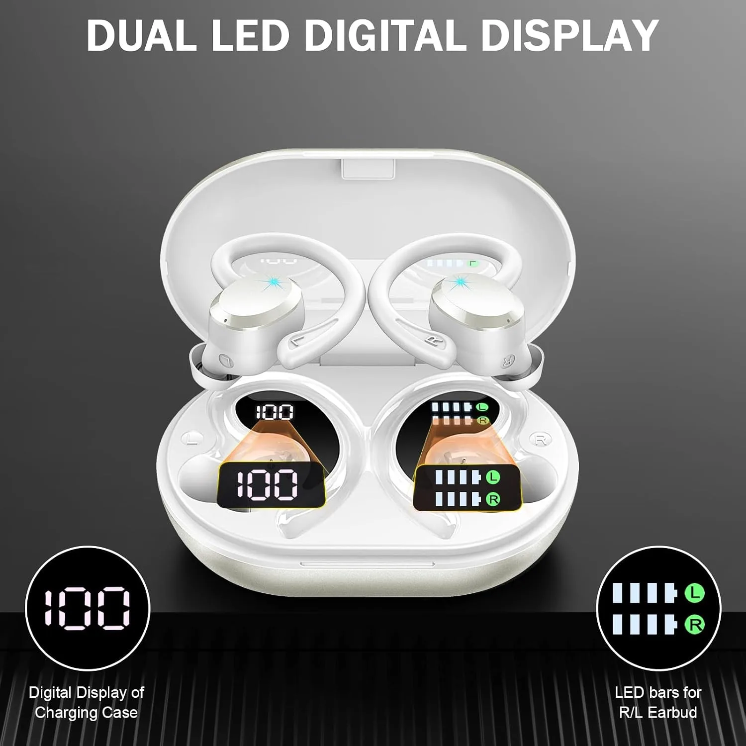 Wireless Earbuds, Sport Bluetooth 5.4 Headphones 2026 New Bluetooth Earbuds with 56Hrs Stereo, 4 ENC Mic, Noise Canceling Over-Ear Buds with Earhooks, IP7 Waterproof Earphones for Workout/Running/Gym
