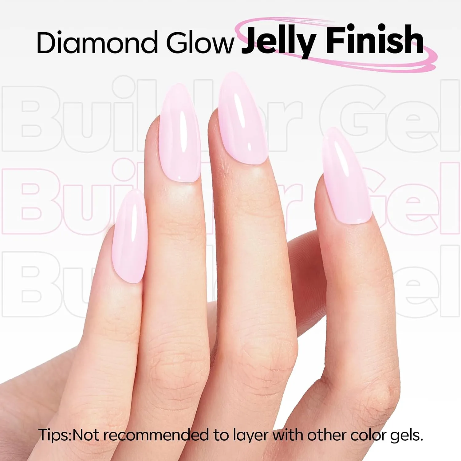 modelones Builder Nail Gel, No Top Coat Needed Builder for Nails Light Pink, C-Curve Sculpting, Glossy Jelly Finish No-Wipe, 9-in-One Color Gel Polish for Quick Diy Salon LED Lamp Cured