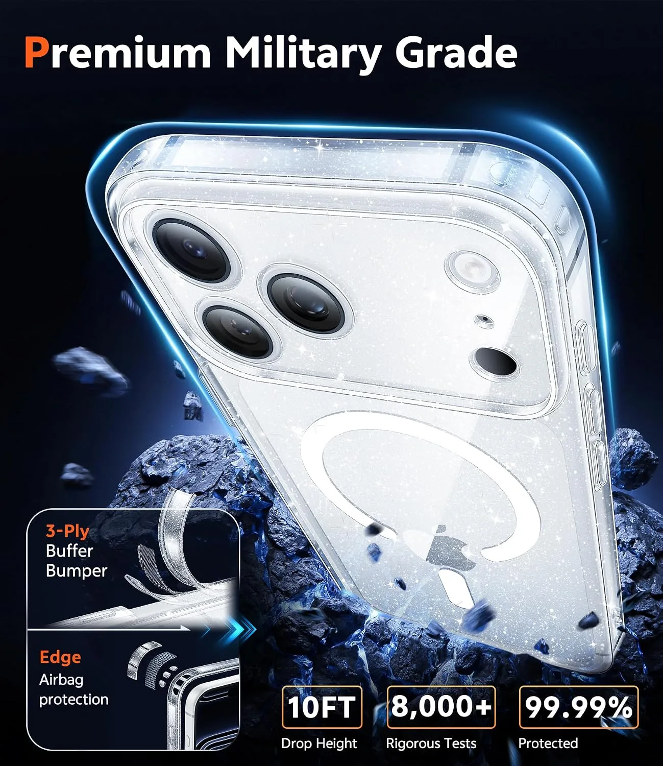 FNTCASE for iPhone 18 Pro Max Case / 17 Pro Max Clear Case Fit for Magsafe