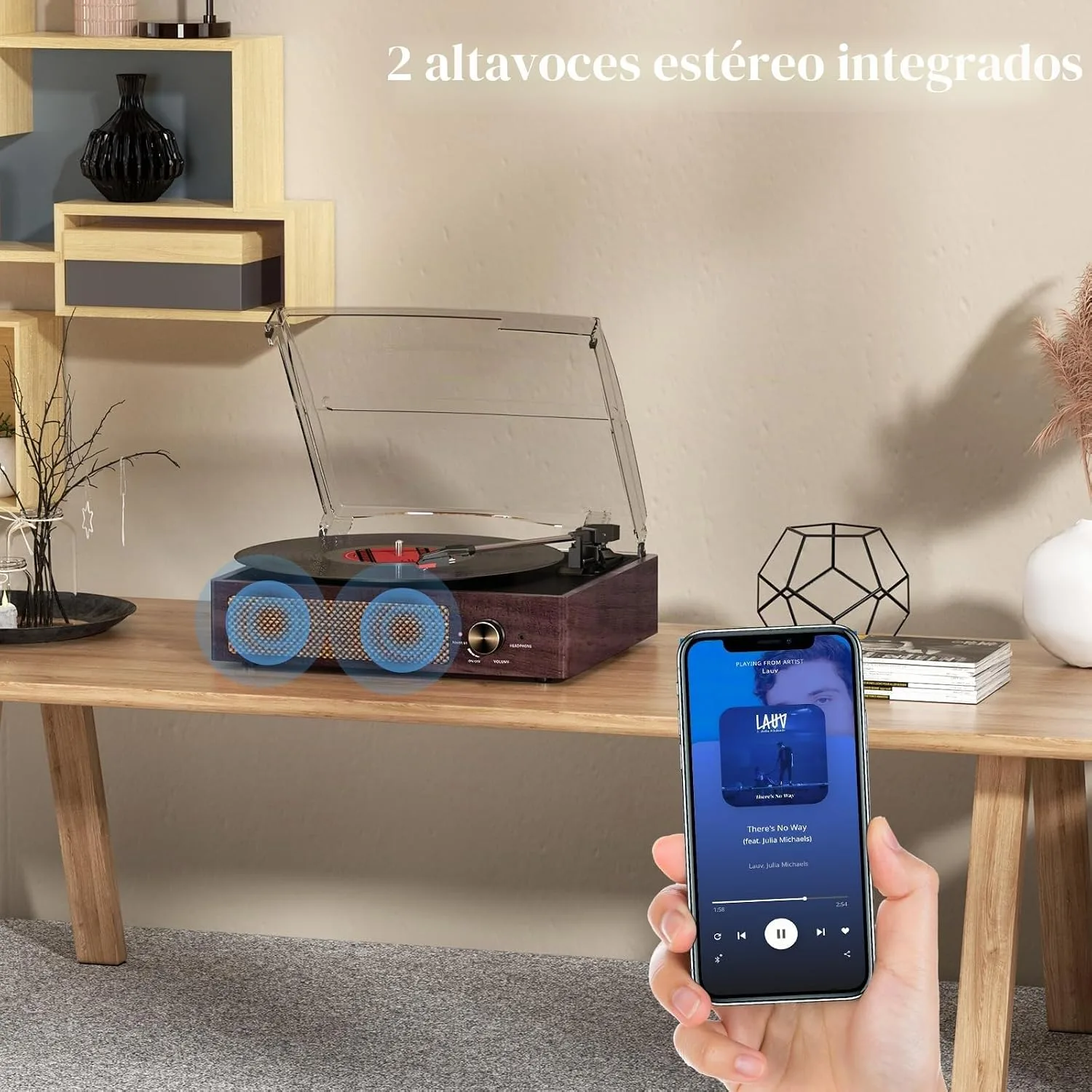 cotsoco Vinyl Record Player Turntable with Built-in Bluetooth Receiver & 2 Stereo Speakers, 3 Speed 3 Size Portable Retro Record Player for Entertainment and Home Decoration