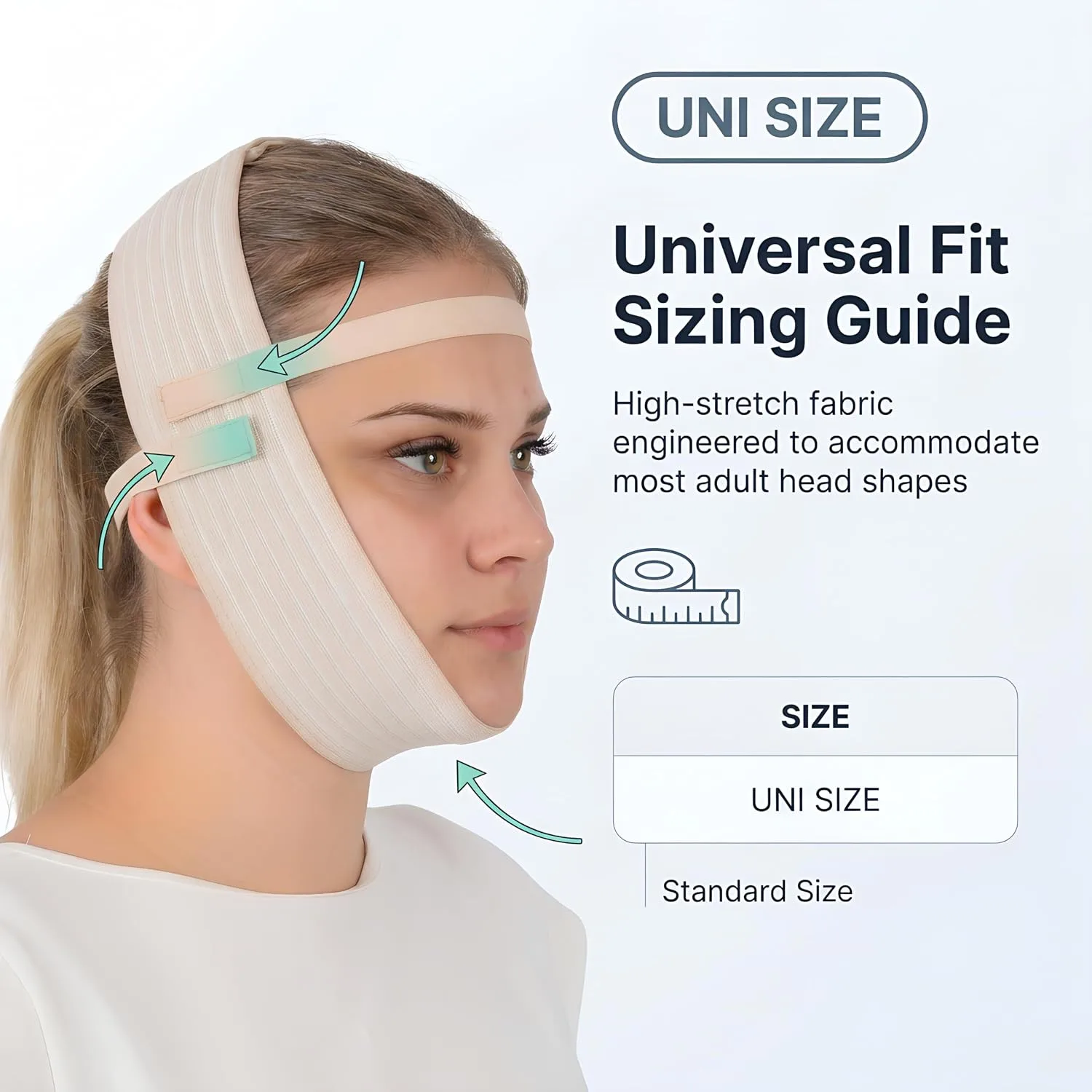 Post Surgery Facial Compression Garment Chin Strap Band, Double Chin Face Wrap Tape, Jawline Exerciser, Face Slimmer, Jowl Tightening, Chin Lifting Belt