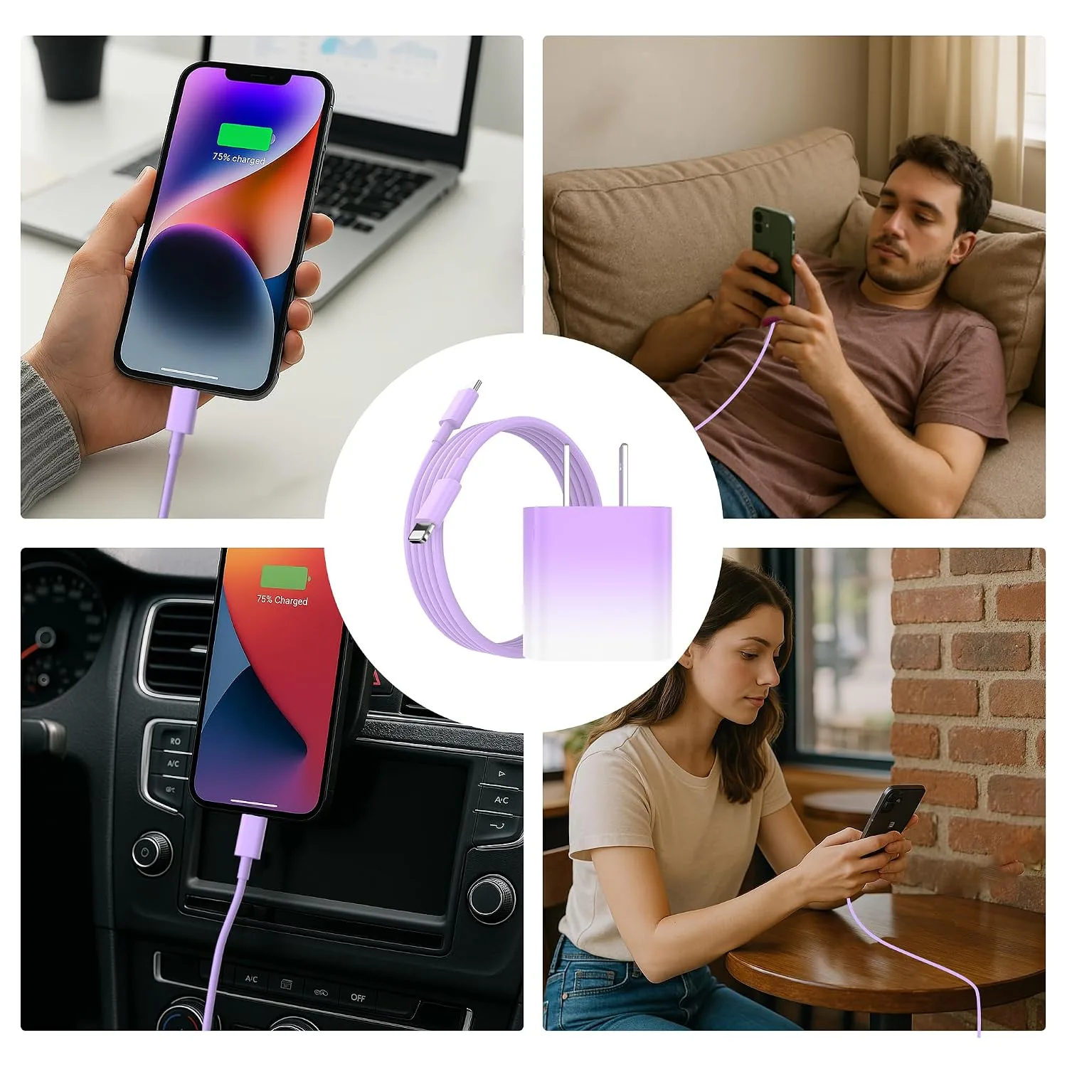 iPhone Charger Fast Charger,USB C Charger 4 Pack, 6FT Lightning Cable