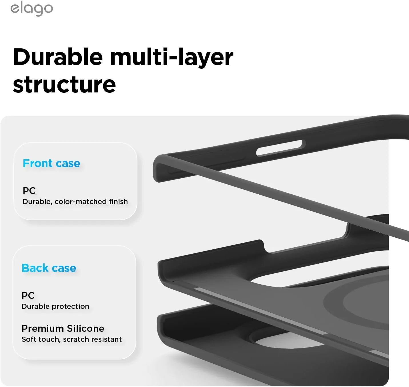 elago Premium Magnetic Silicone Case for iPhone Duo Black