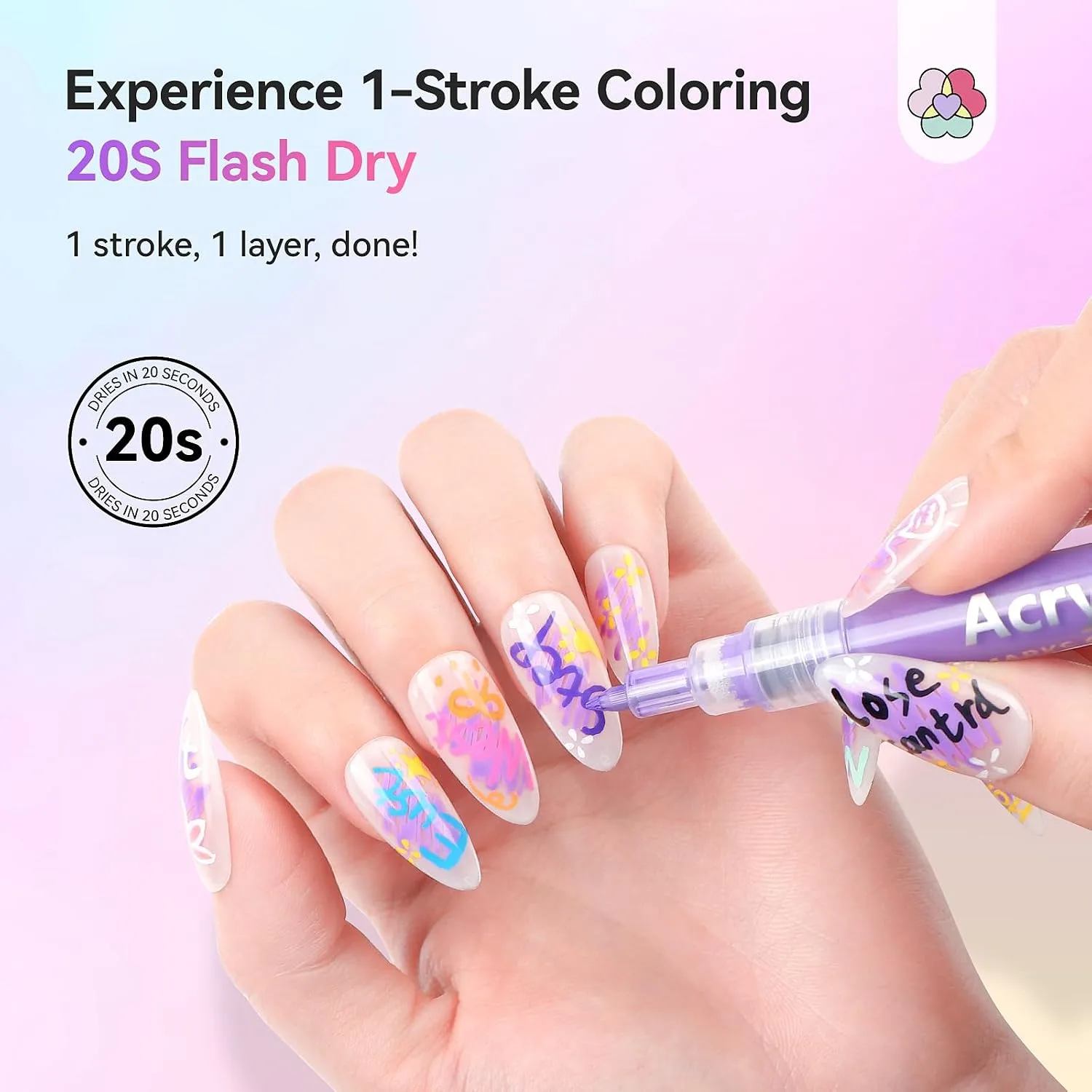 SAVILAND 24 Colors Nail Art Pens Set, 0.7mm Fine Tip Nail Polish Pens