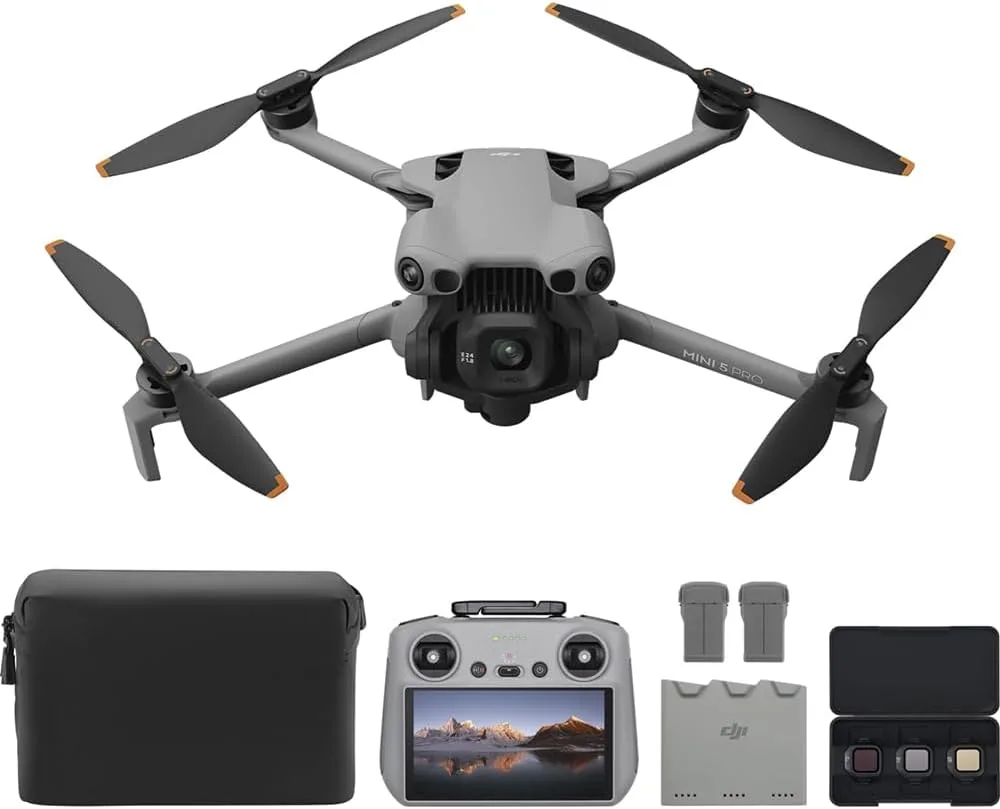DJI Mini 5 Pro Fly More Combo with Drone, DJI RC 2 Remote, 3 Batteries, Hub Bundle with Deco Gear CPS Exclusive 26 Month Protection Pack (BEACH-CPS-26M1500)