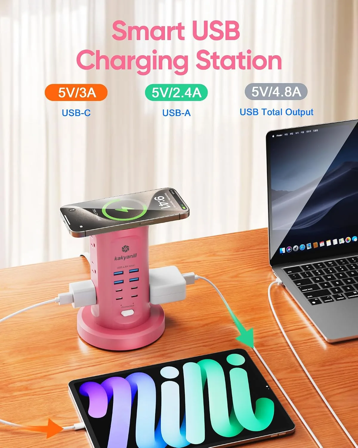 Power Strip Tower, kakyanill Charging Station 9 AC Outlets 8 USB Ports