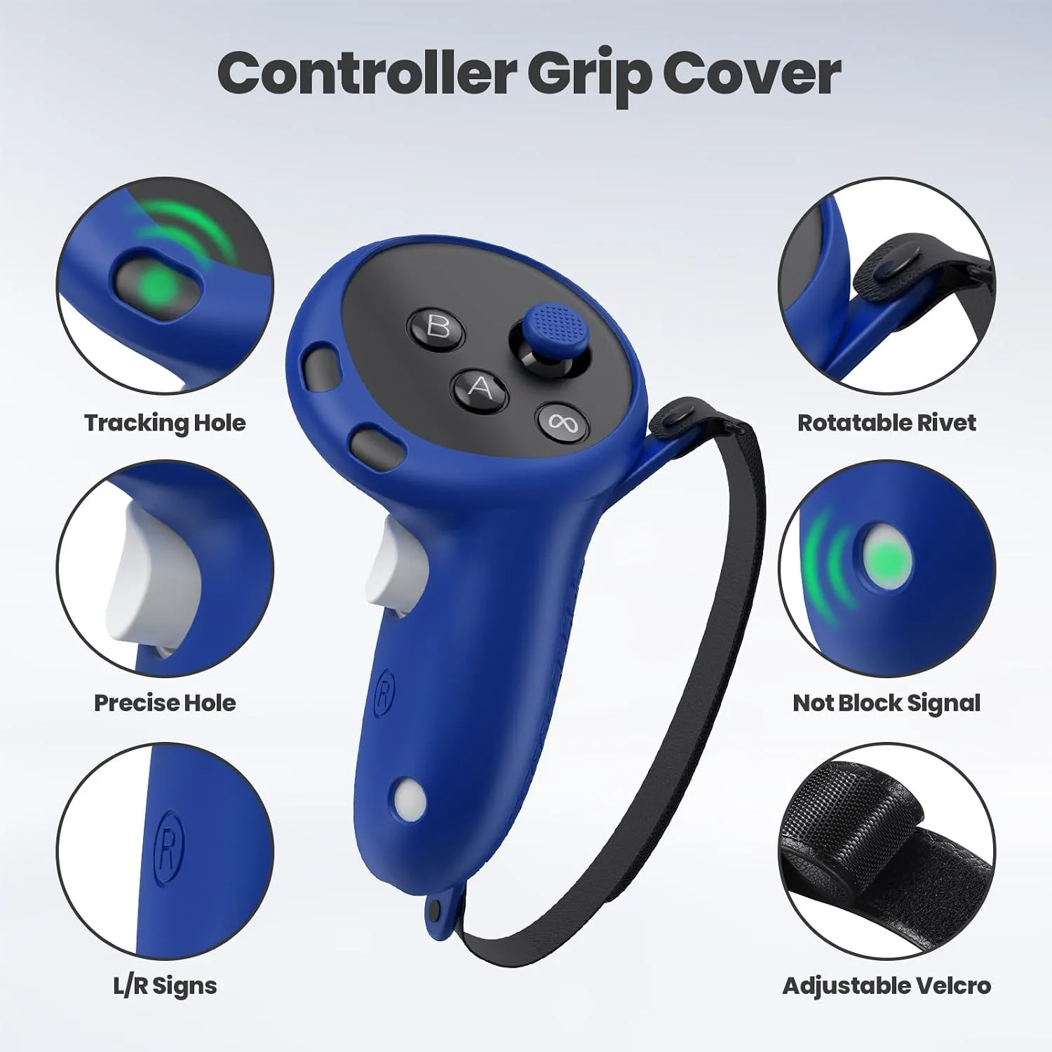 Silicone Cover Set Compatible with Meta/Oculus Quest 3, VR Silicone Face Cover, VR Shell Cover,Touch Controller Grip Cover,Camera Lens Protector Set (Blue)