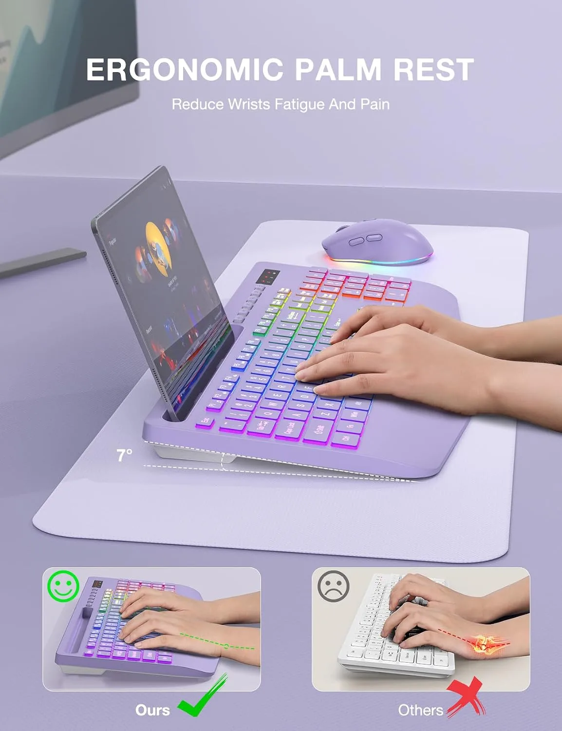 SABLUTE Wireless Keyboard and Mouse Combo, 9 Backlit Effects, RGB, 2.4GHz