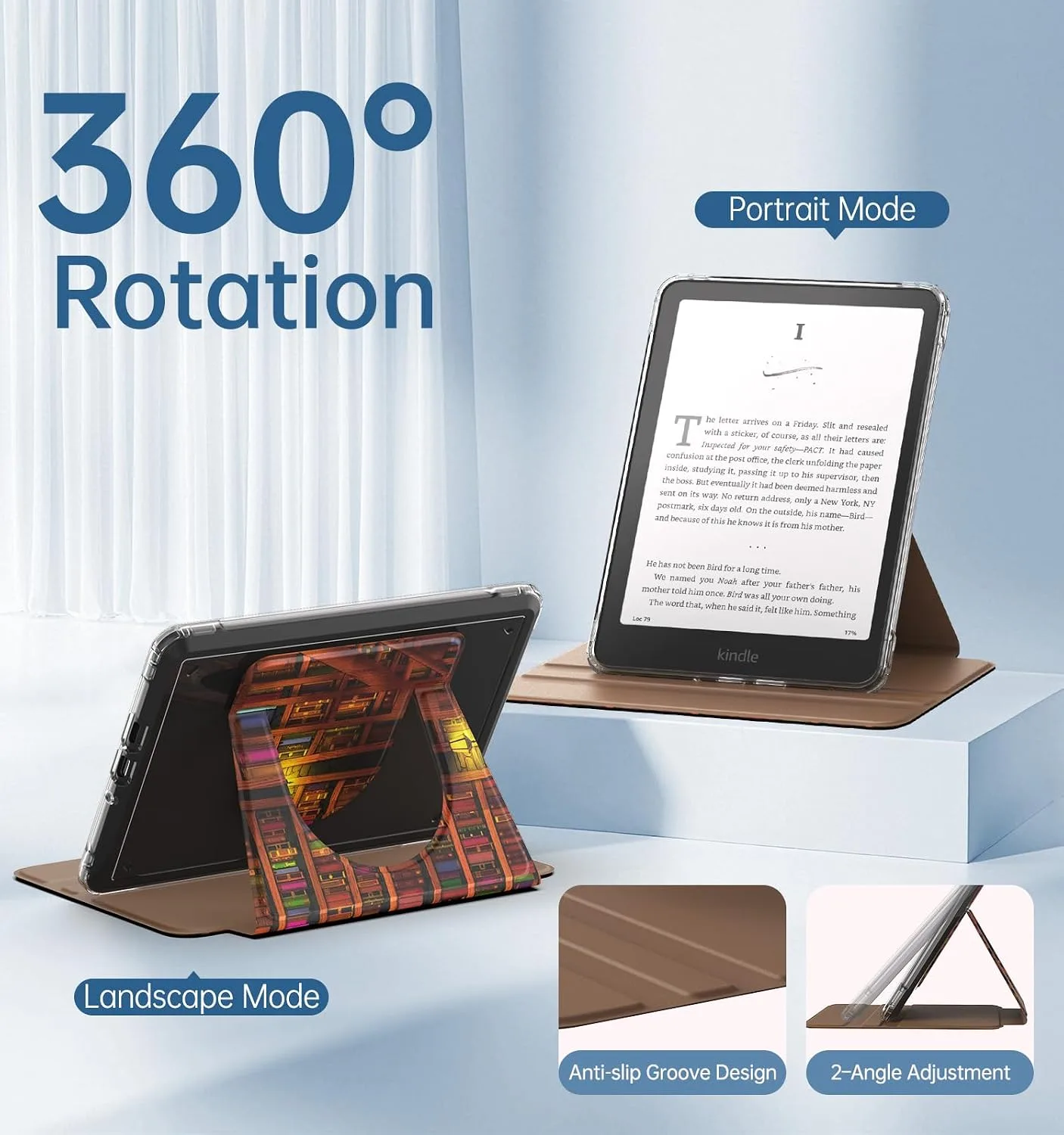MoKo 360°Rotating Case for 7" Kindle Paperwhite 12th Gen 2024 & Colorsoft