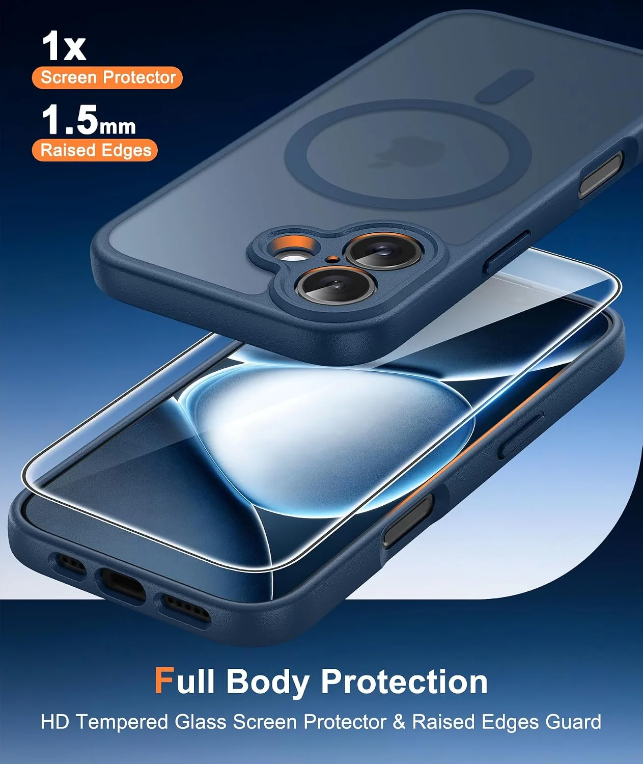 FNTCASE for iPhone 16 Case Fit for MagSafe Blue