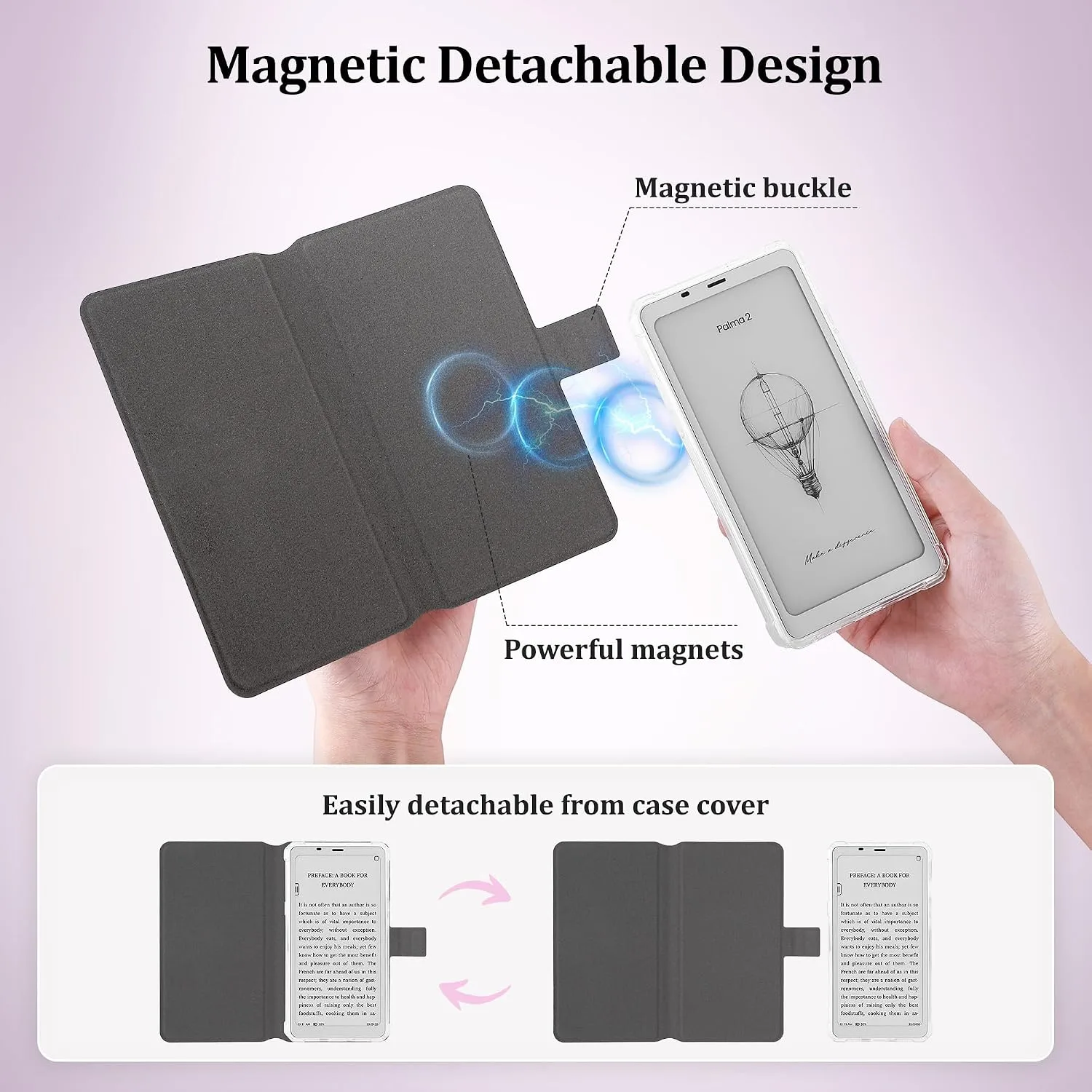 2in1 Case for Onyx BOOX Palma 2 Magnetic Detachable Folio Cover