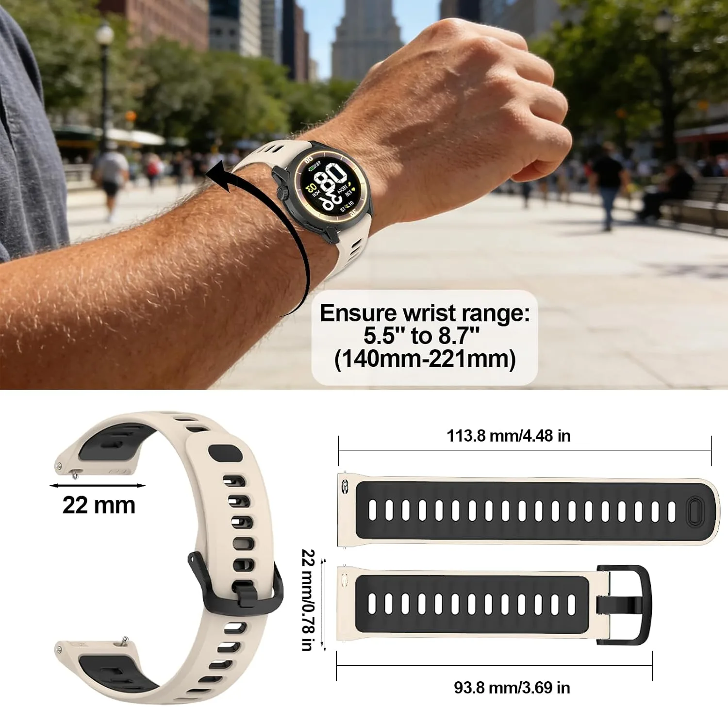 Silicone Bands Compatible with COROS PACE 3/4/Pro, COROS APEX PRO/2 Pro/APEX 46 MM/APEX 4 42 MM, Replacement Breathable Smartwatch Straps for Women and Men