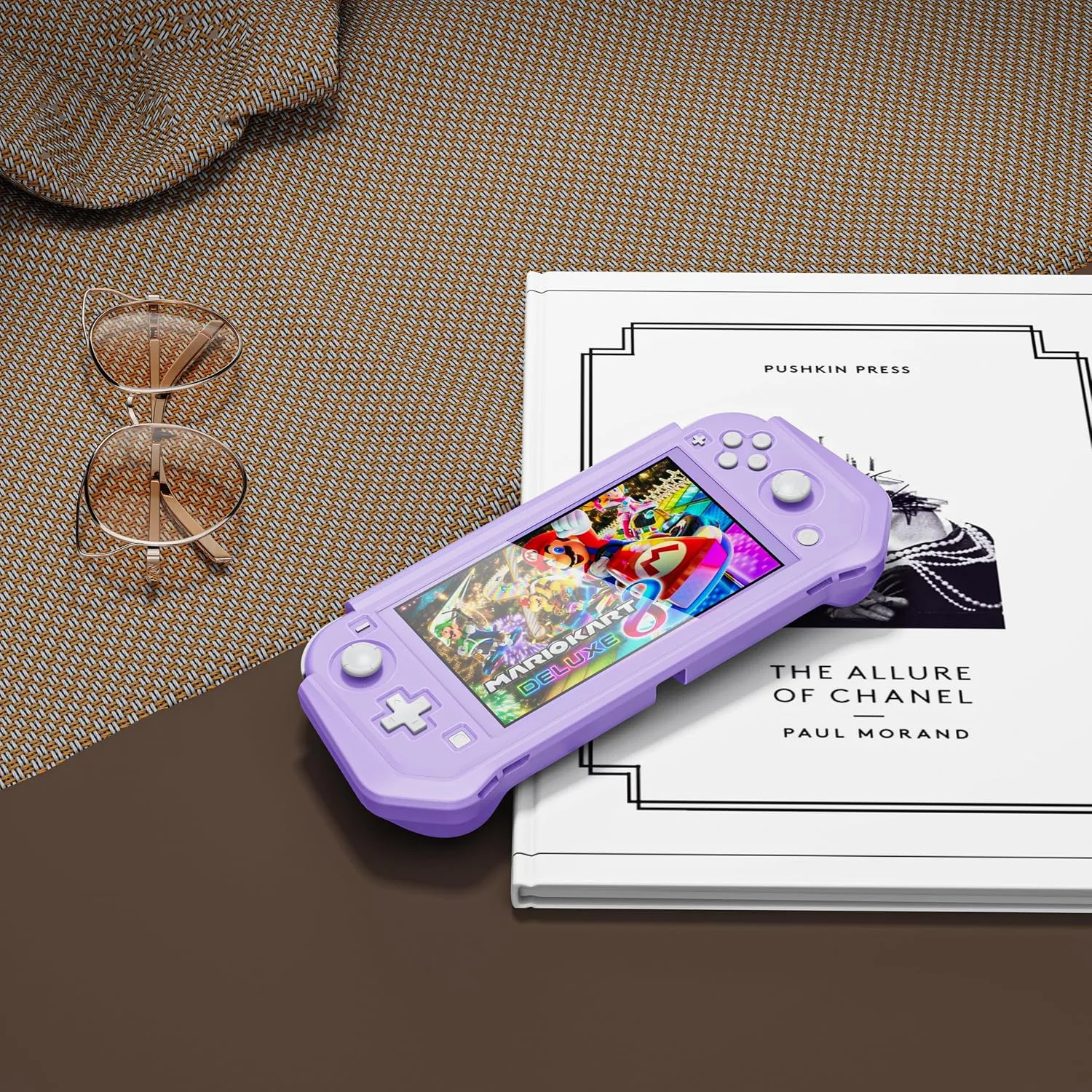 Compatible with Nintendo Switch Lite Screen Protector Case Cover with Hand Grip, Detachable Protective Case with Shockproof and Anti-Scratch Design for Nintendo Switch Lite, Purple