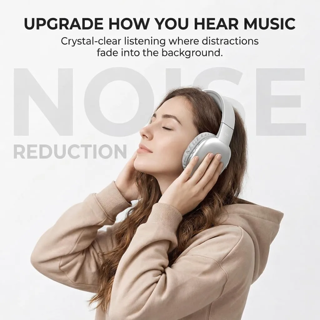 iJoy Ultra Wireless Over-Ear Bluetooth Headphones with Mic, 10H Playtime Bluetooth Headset with Backup Wire & SD Slot, Wireless Headphones for Work, School & Gym (Silver)