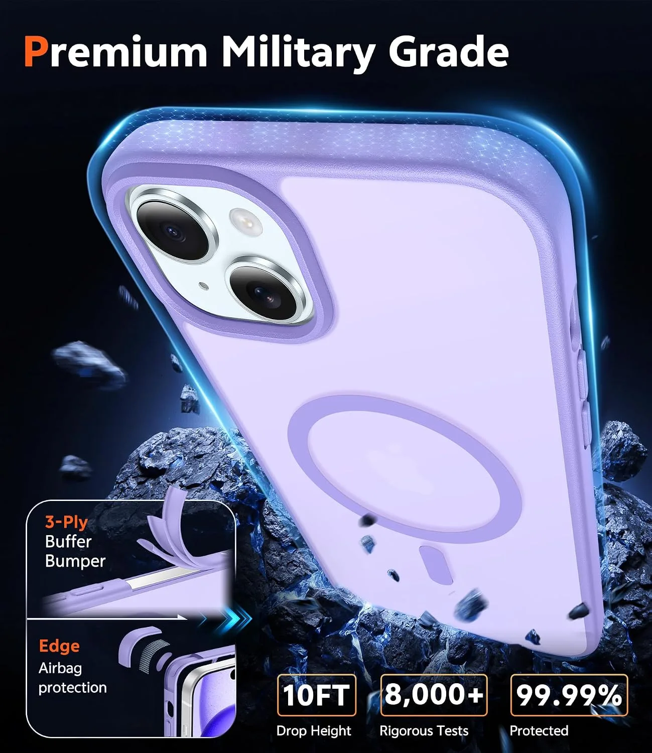 FNTCASE for iPhone 15 Plus Case Matte Magnetic with Screen Protector