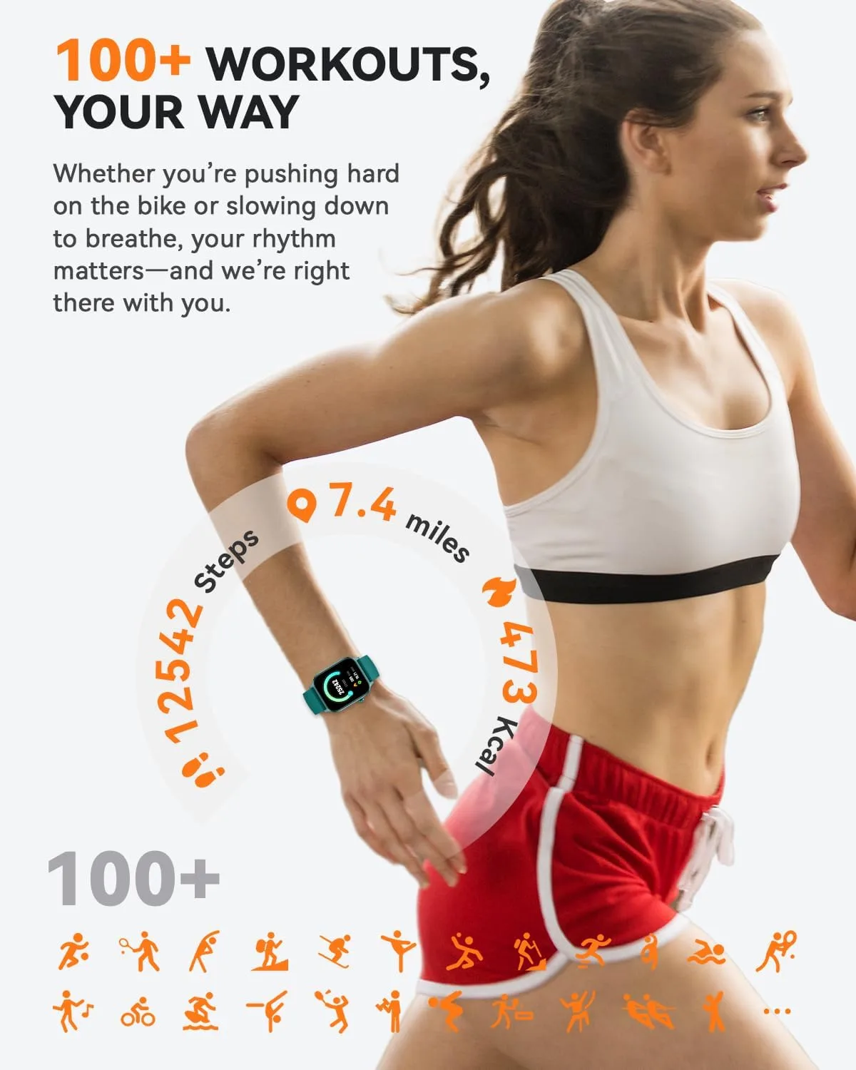 Smart Watch for Women Men- Answer/Make Call, Fitness Step Tracker Watch with Sleep Monitor/Activity Counter/110+ Sport Mode, Smartwatch for Andriod iPhone iOS Compatible (Modern, Teal, 1.83)