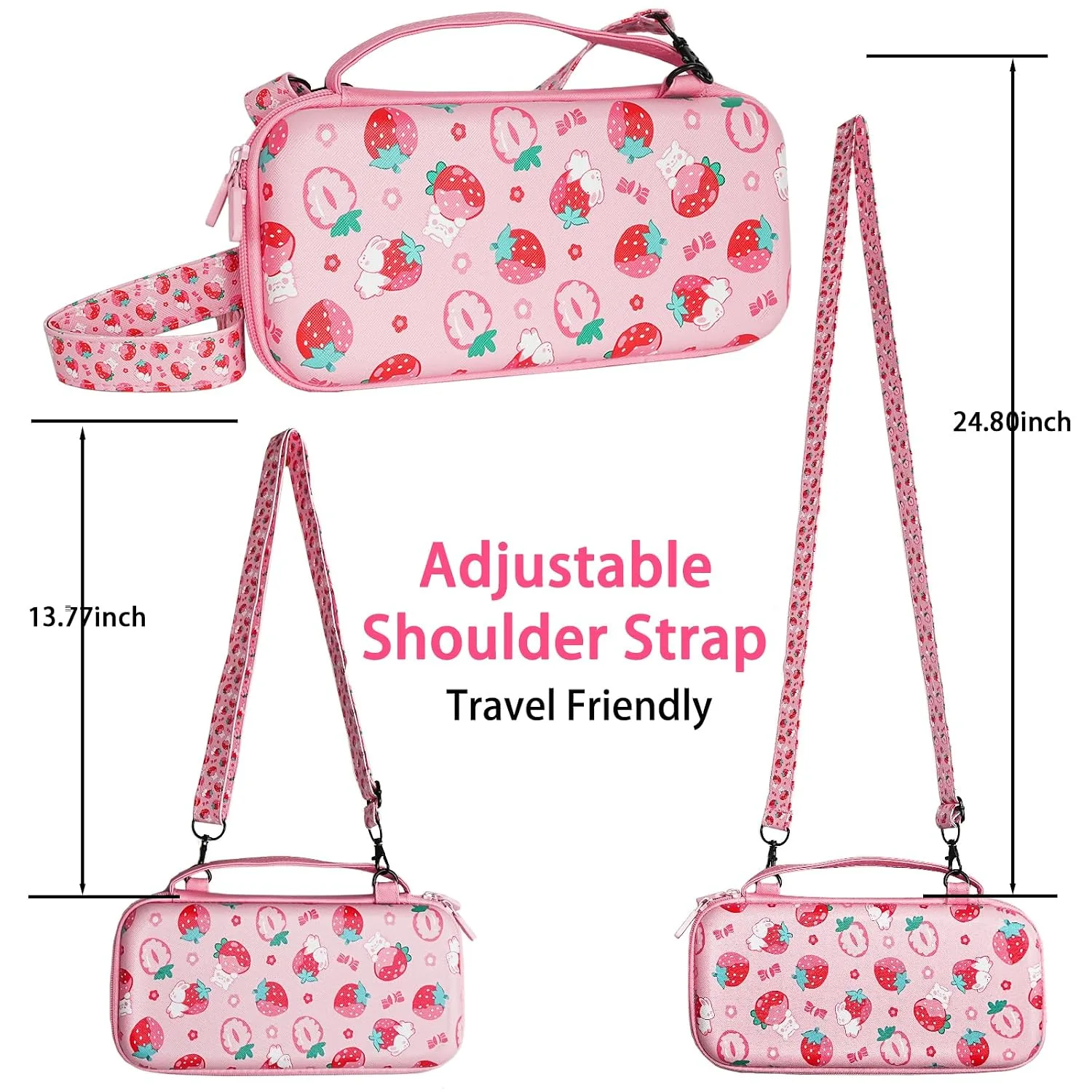 TIKOdirect Carrying Case for Switch Lite, Pretty Shockproof Portable Travel Bag with Soft Protective Shell, Screen Protectors, Cute Thumb Grips Caps and Game Card Case, Pink