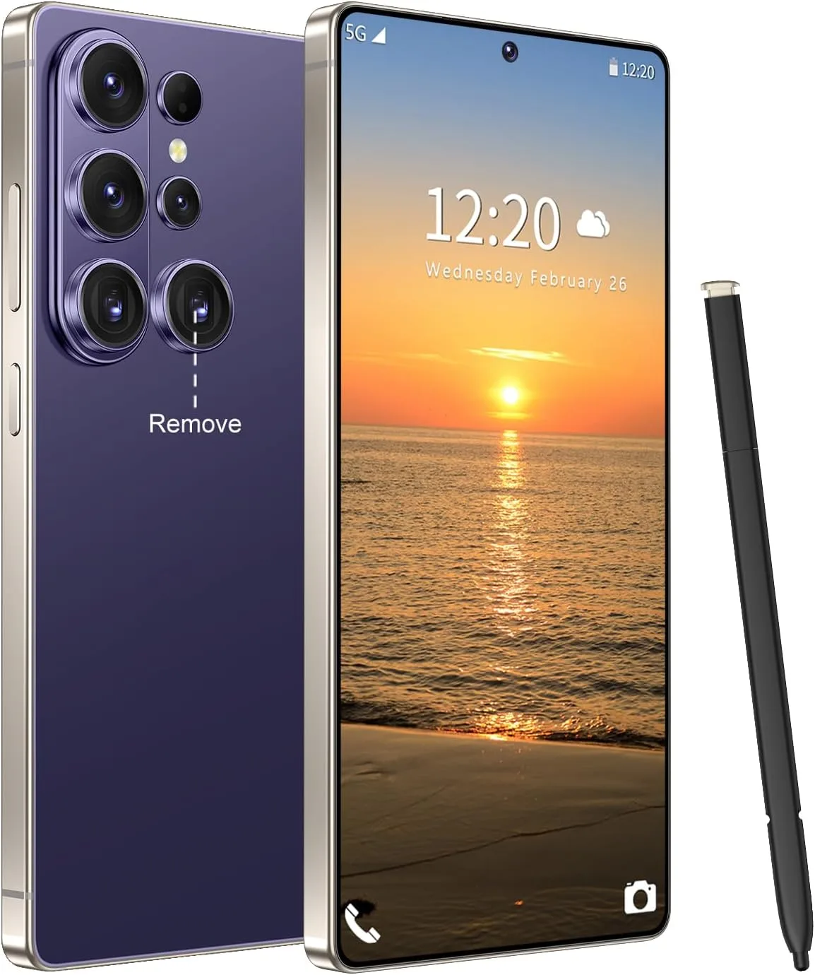 Huness 26 Ultra Unlocked Cell Phone,Built in Pen,16+1TB Unlocked Phone, Android 15 Battery 7000mAh 6.99" HD Screen Smartphone, 5G/Face ID/Fingerprint Lock/Dual SIM/GPS (Deep Purple)