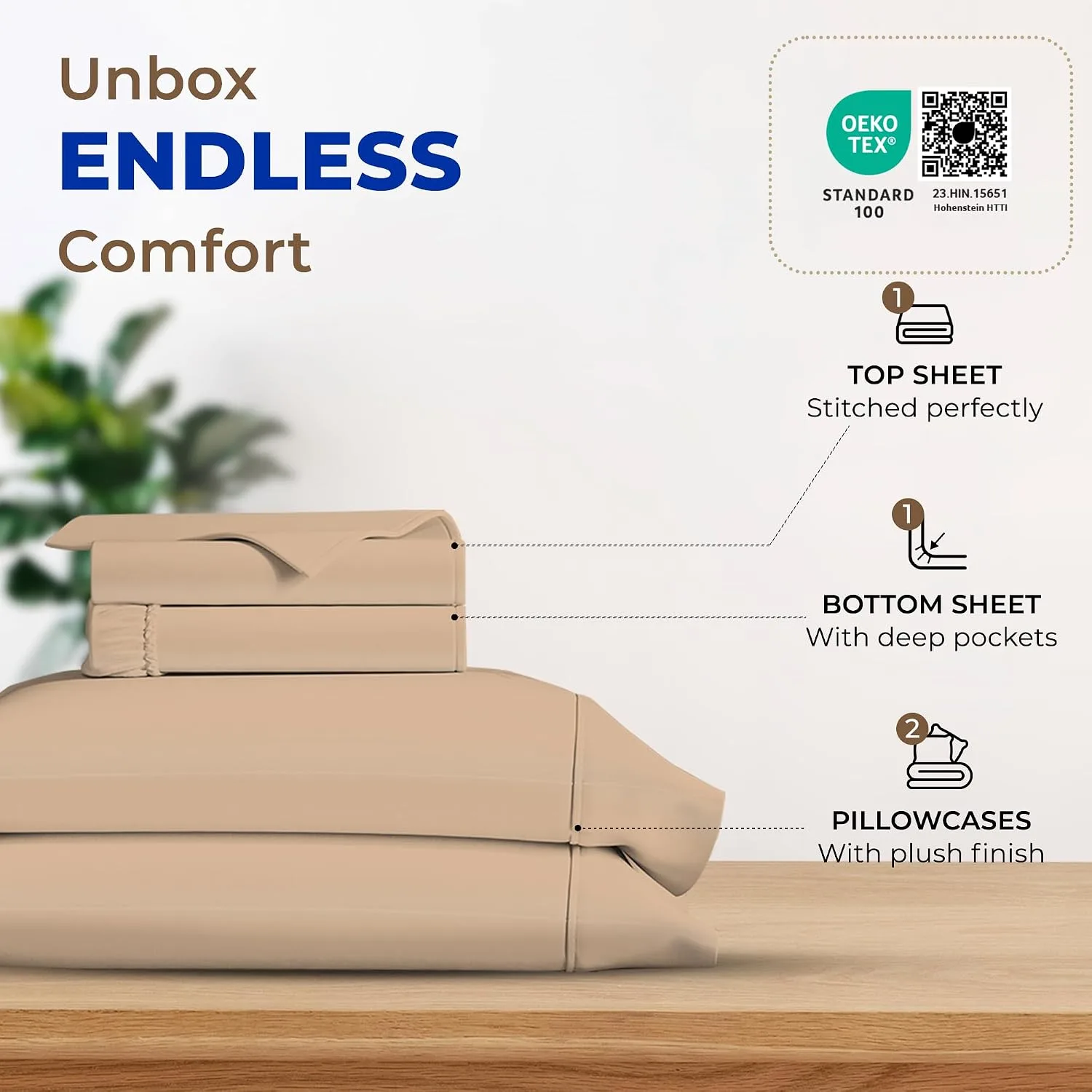 THREAD SPREAD Egyptian Cotton Sheets King Size - Luxury 600 Series King Size Sheets Set (4 PC, Taupe), 16" Deep Pocket All Around Elastic, Soft, Cooling, Sateen Weave, Durable Hotel Bed Sheet Sets