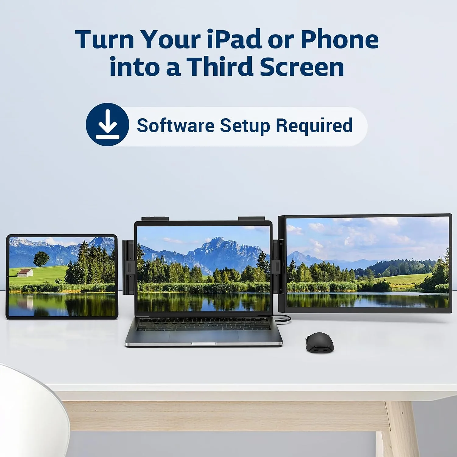 HONGO Portable Studio Display 15.6" FHD IPS 1080P Monitor — Laptop Screen Extender & Phone/Pad Mount for 14–16" Laptops, Turn Phone into Webcam + Keyboard Control (Third‑Party App Required)
