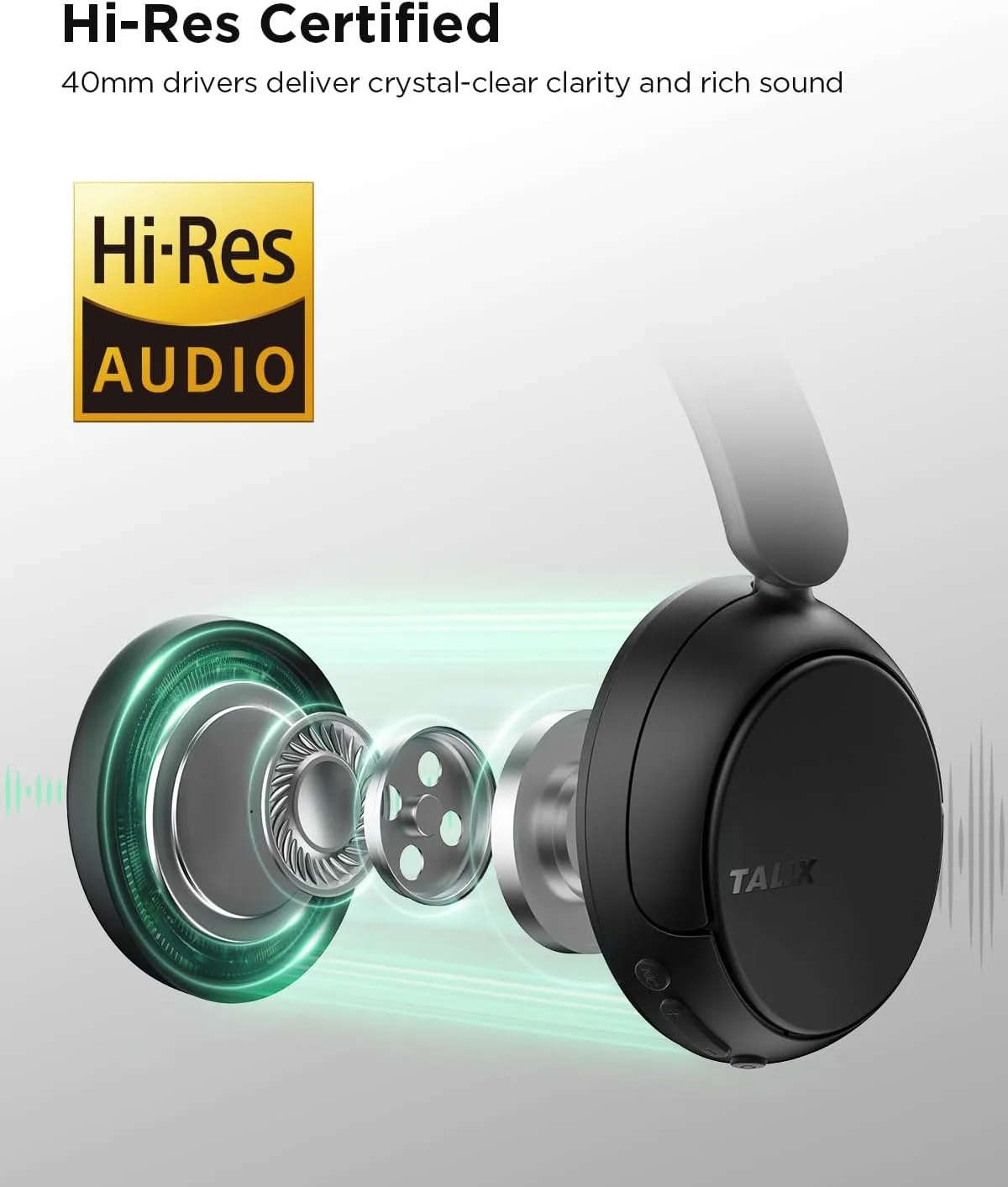 H30 Hi-Res Bluetooth Headphones Wireless Over Ear, Black