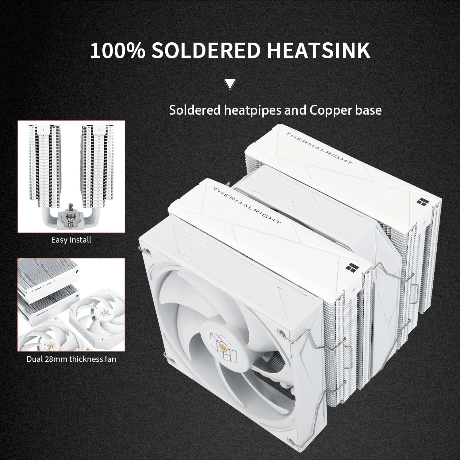 Thermalright Royal Pretor 130 White CPU Cooler, Heatsink CPU Cooling, TL-H12W-X28 and TL-HD13W-X28 Fan, Compatible with Intel LGA115X/1200/2011/1700/1851;AM4/AM5 Platforms,Desktop Tower Cooling