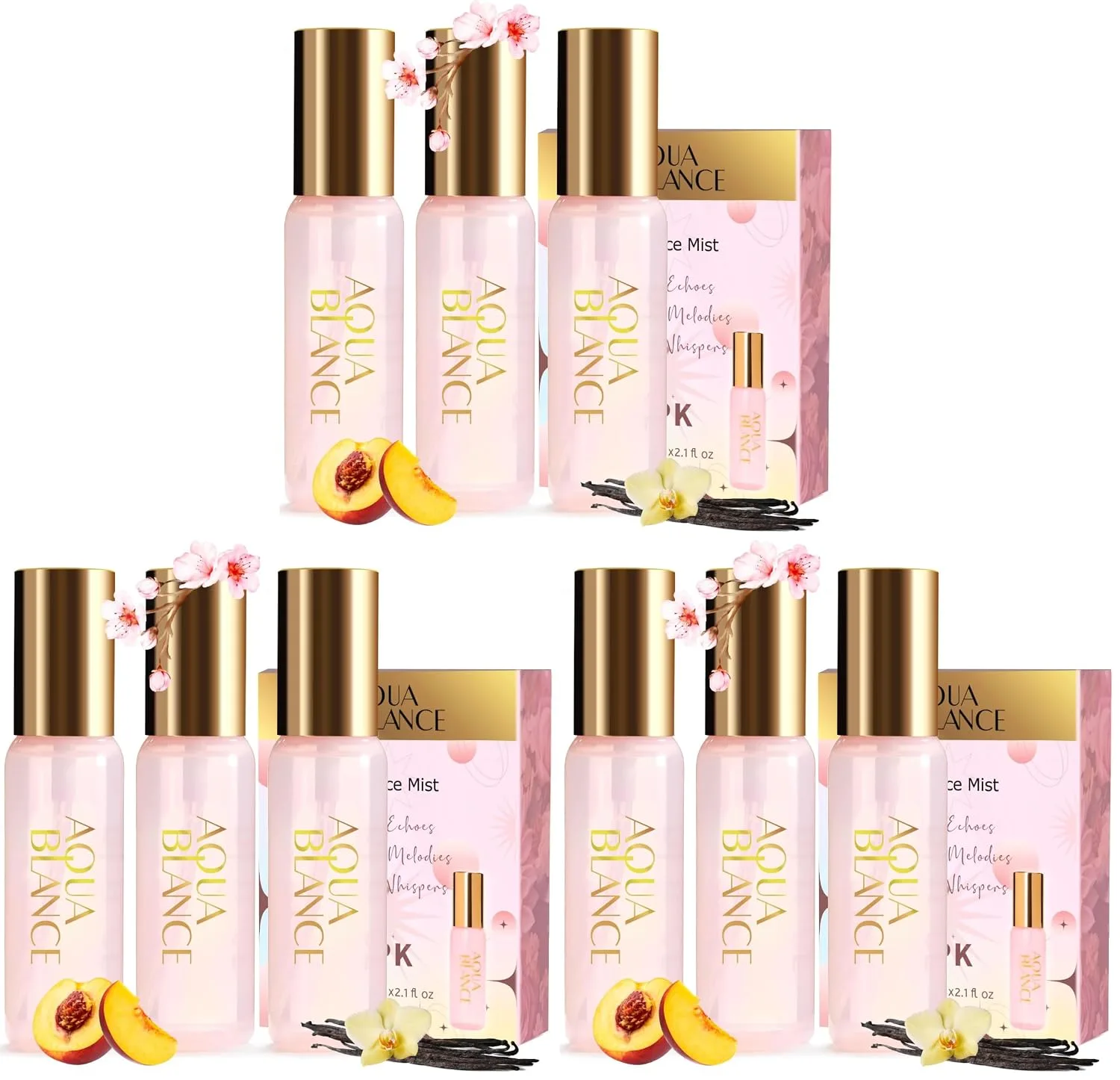 AQUA BLANCE Body Spray for Women, Body Fragrance Mist Gift Set, 9-Pack, Each 60ml/2.1 FlOz, Travel Size Three Scents, Womens Body Spray