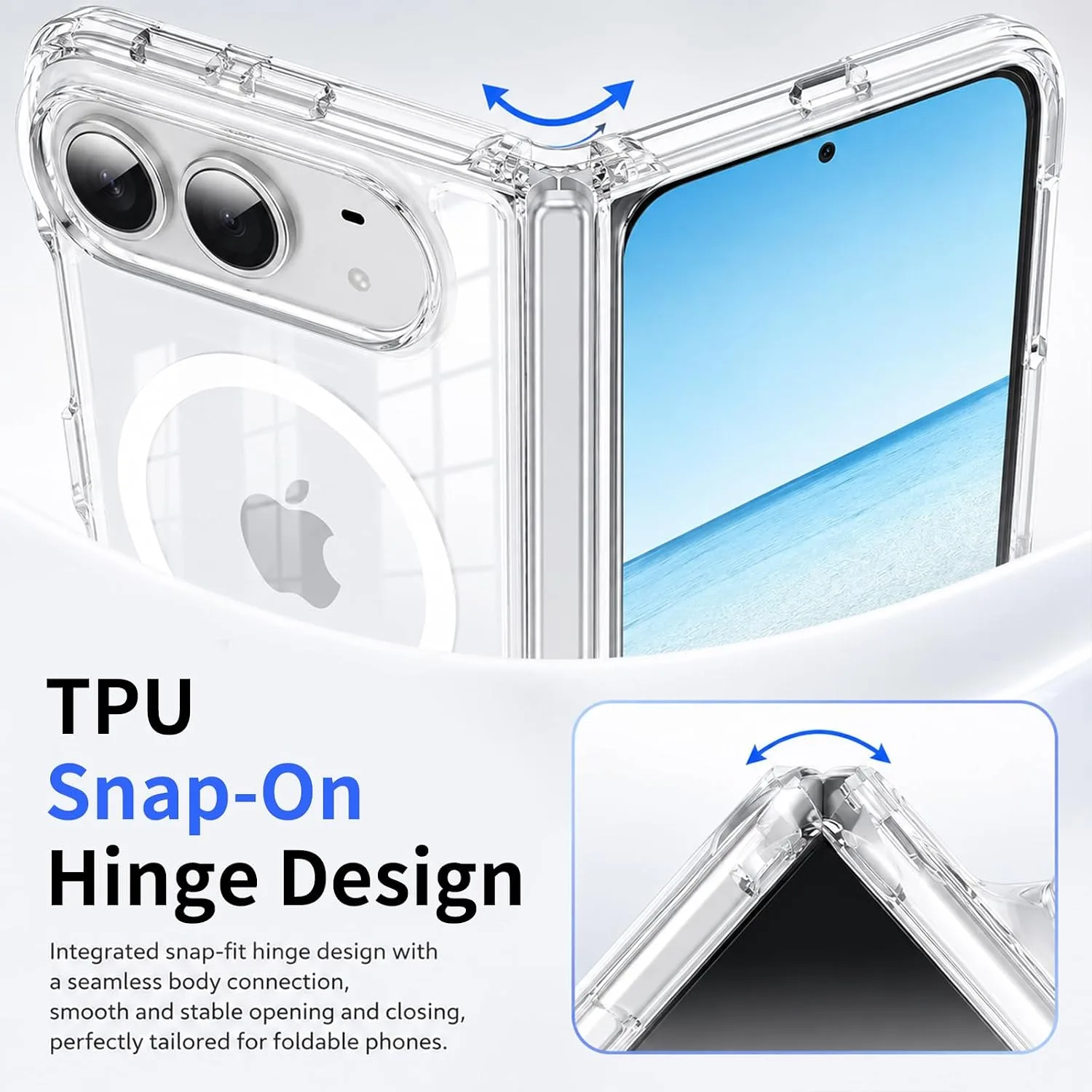 for iPhone Duo Case Clear for Fold 1st Gen 2026, Anti-Yellowing Clear Magnetic Slim Phone Cover Compatible with Magsafe