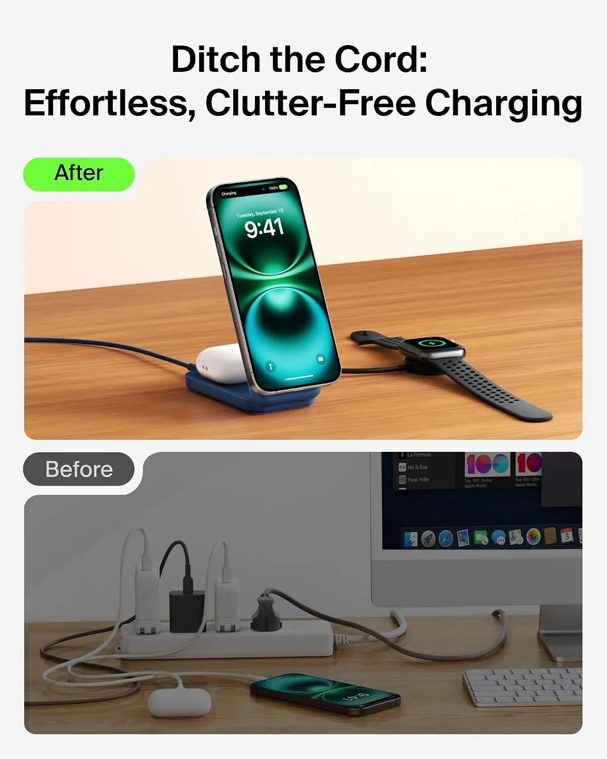 Belkin Qi2.2 25W Wireless 2 in 1 Foldable Fast Charging Station + USB C