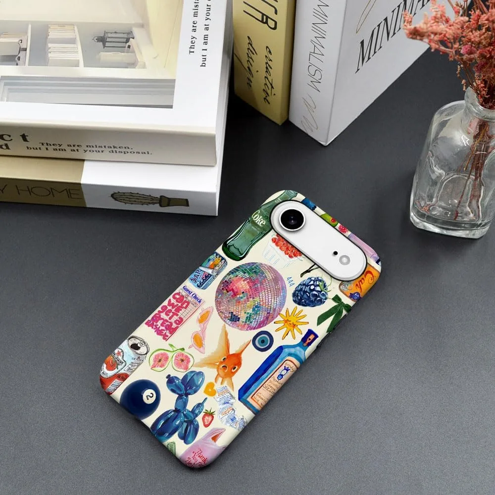 Case Compatible with iPhone 17 Air,Fall Prevention Hybrid 2-Layer Hard Shell Phone Cover for Girls Boys,Collage European Disco